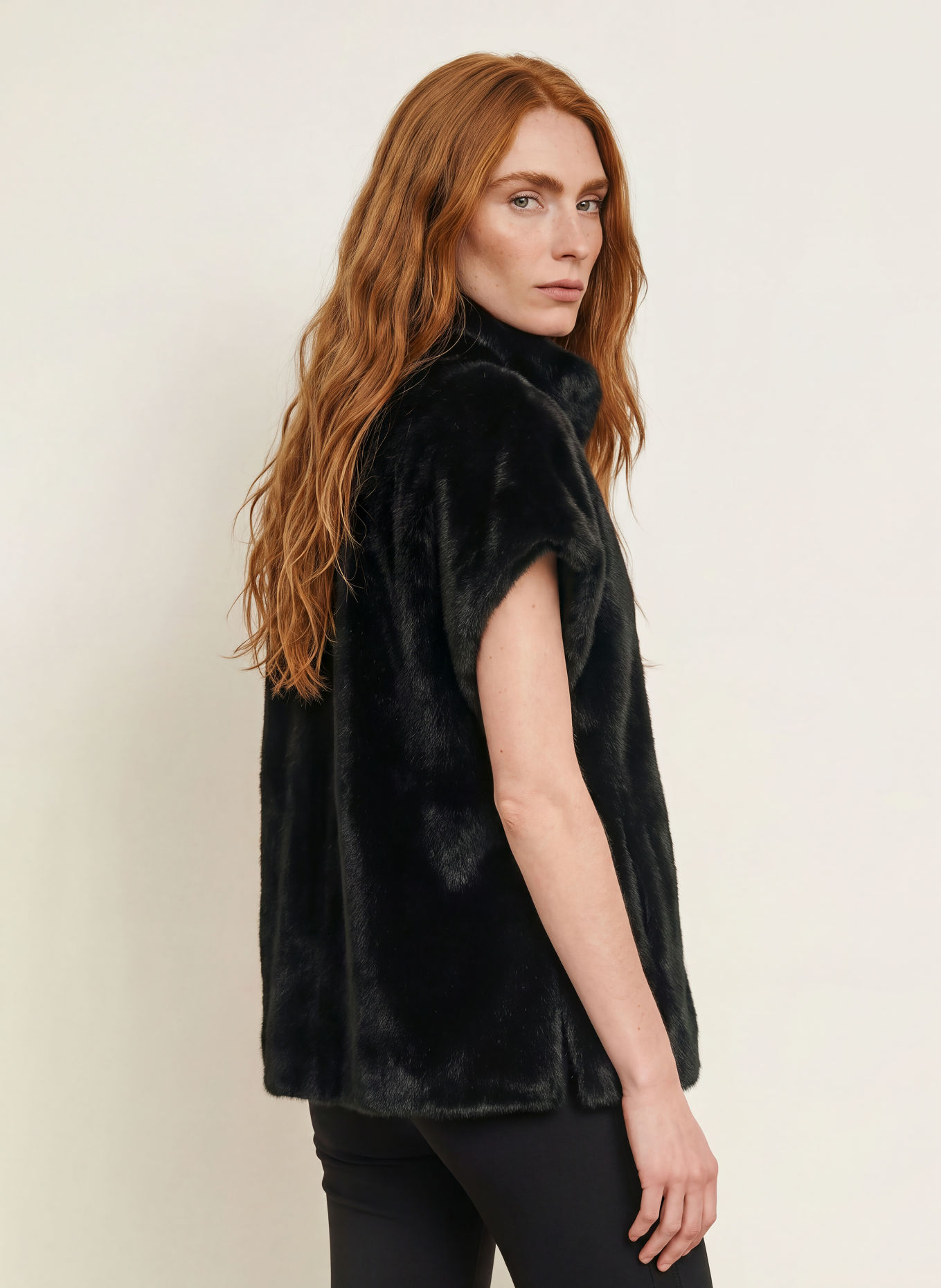 Joseph Ribkoff Faux Fur Vest: BLACK