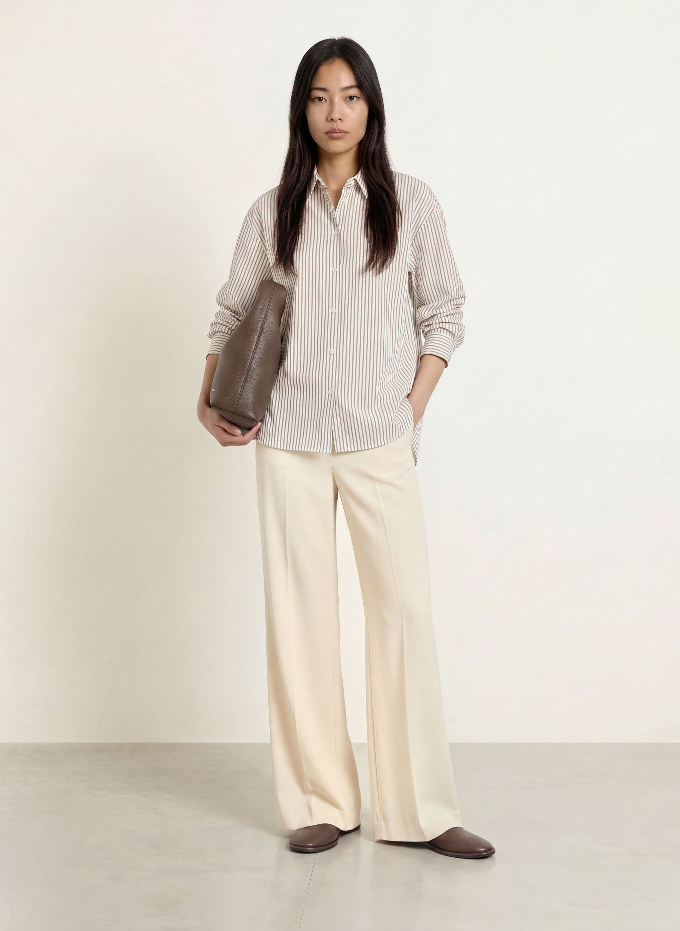 CINQUE Skjortebluse CITARINA: HVID / KHAKI / SORT