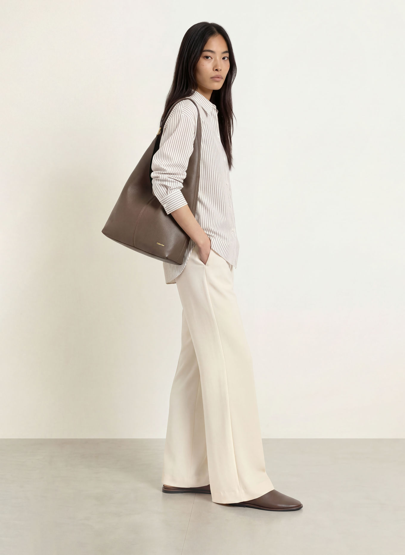 CINQUE Skjortebluse CITARINA: HVID / KHAKI / SORT
