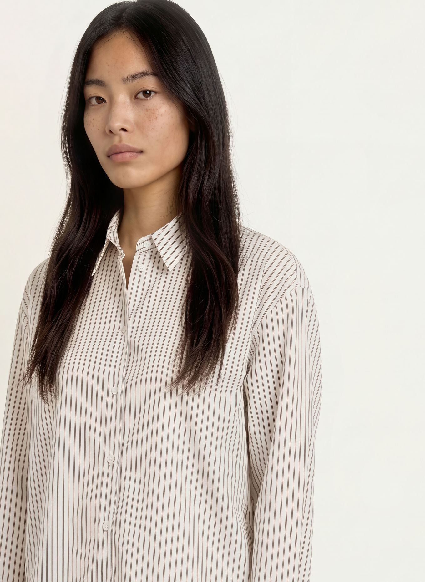 CINQUE Skjortebluse CITARINA: HVID / KHAKI / SORT