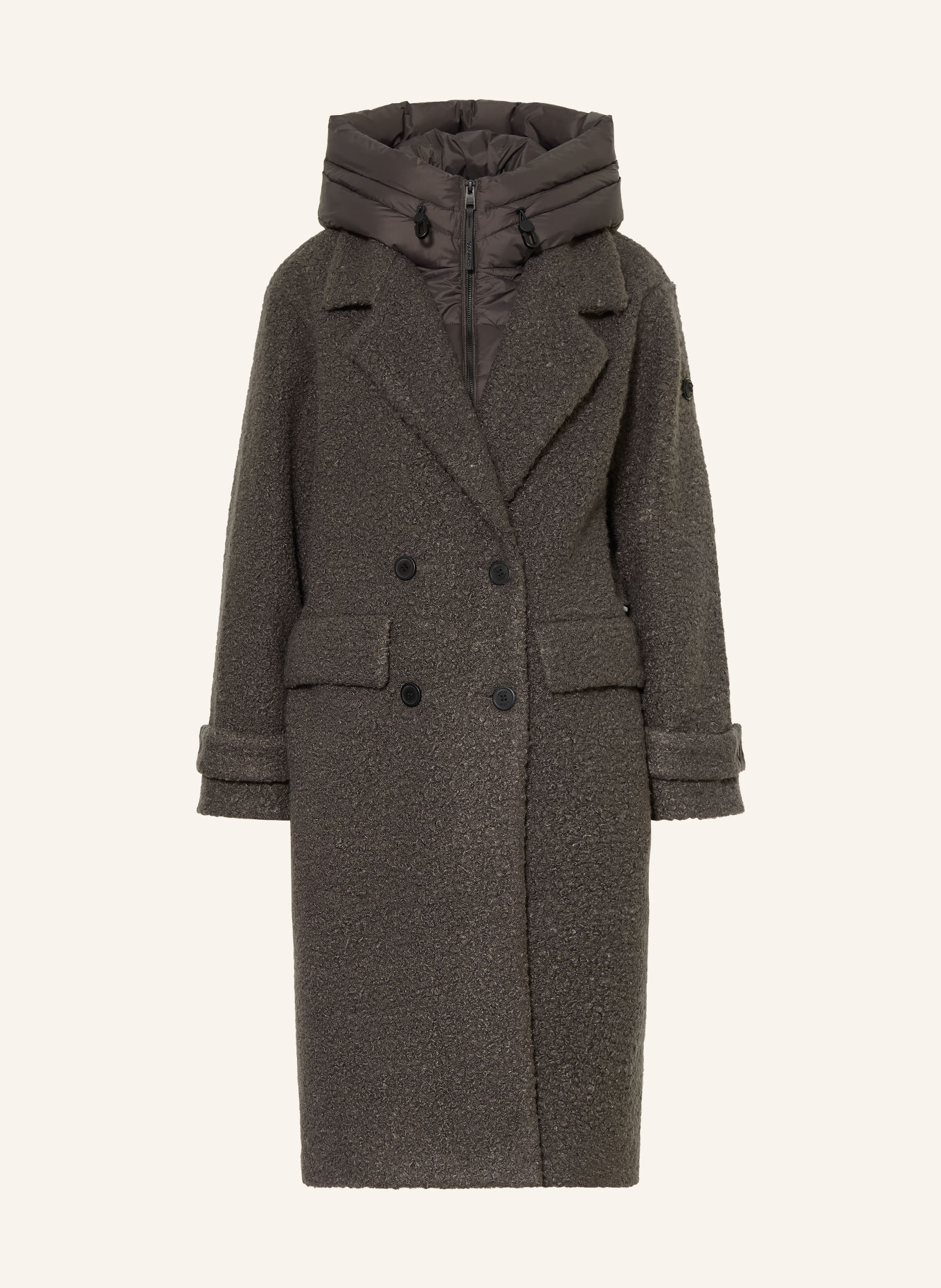 khujo JIMENA Bouclé Coat with Removable Trim: GRAY