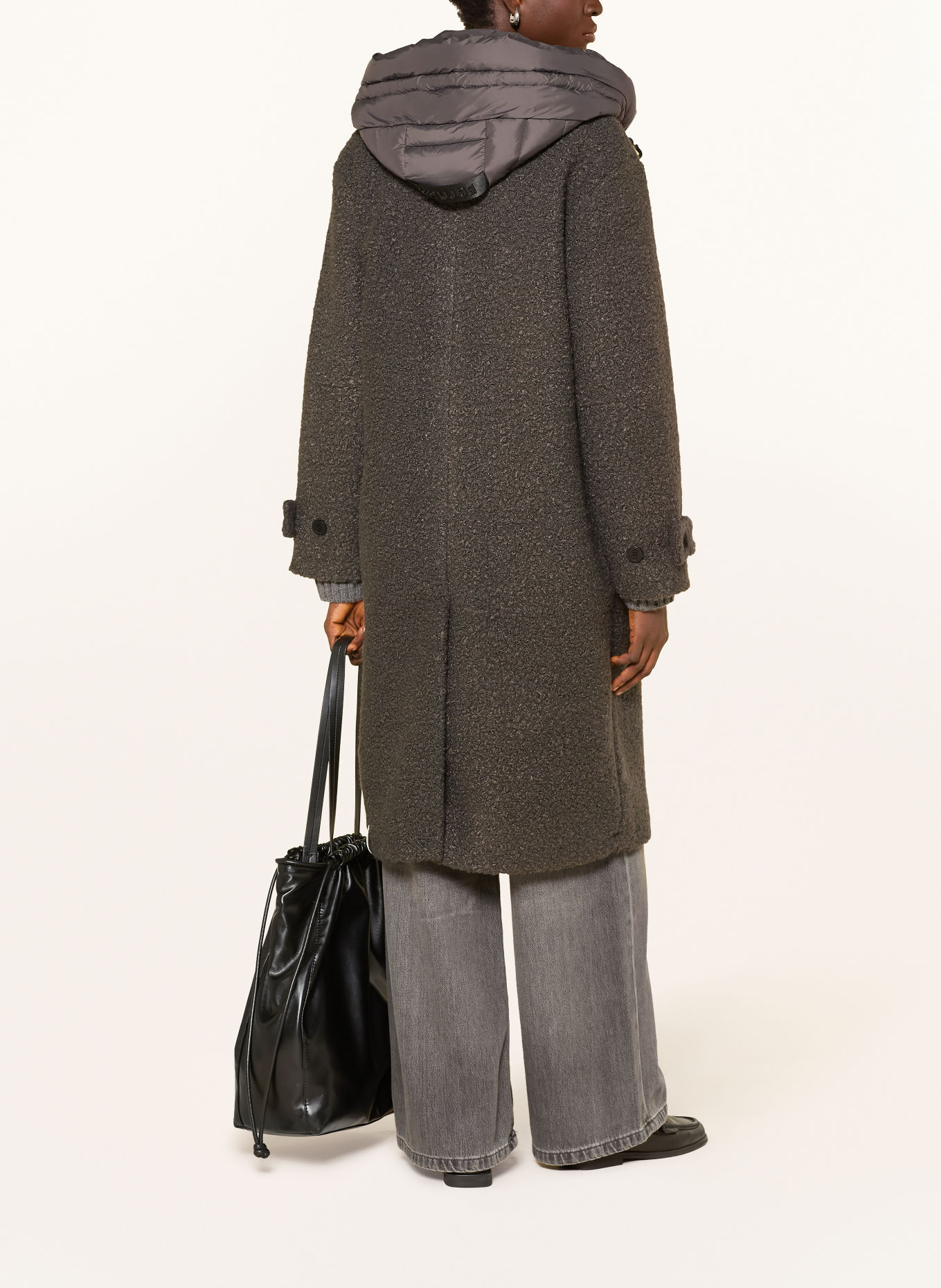 khujo JIMENA Bouclé Coat with Removable Trim: GRAY