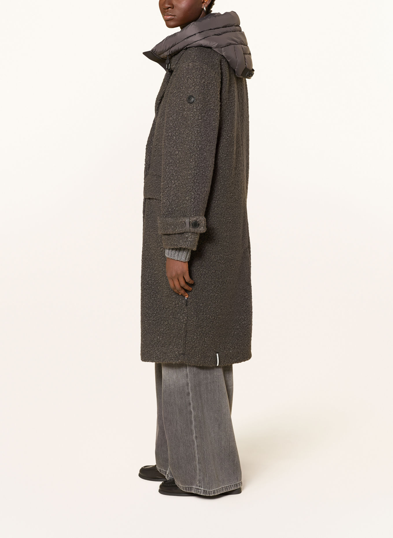 khujo JIMENA Bouclé Coat with Removable Trim: GRAY