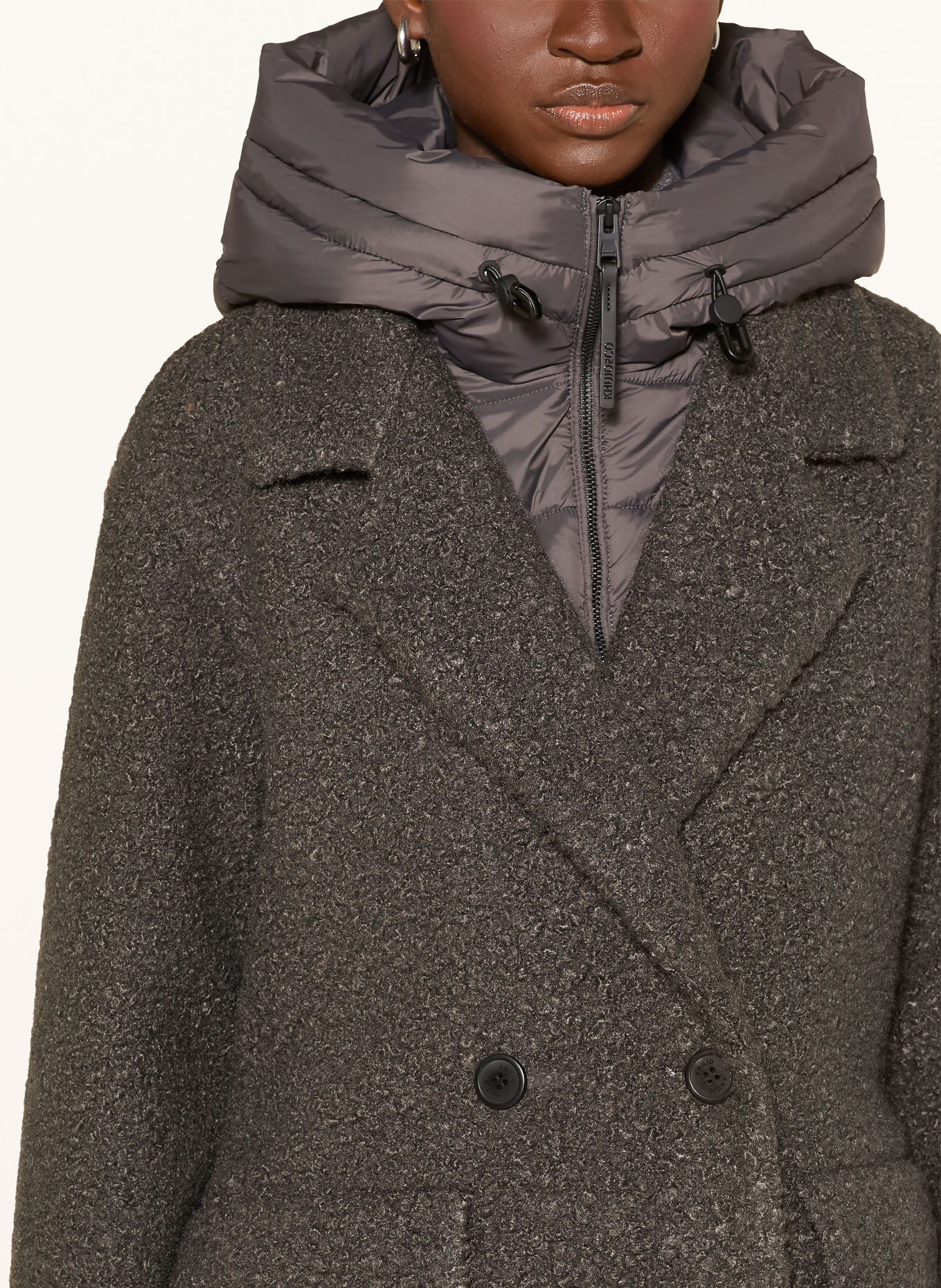 khujo JIMENA Bouclé Coat with Removable Trim: GRAY