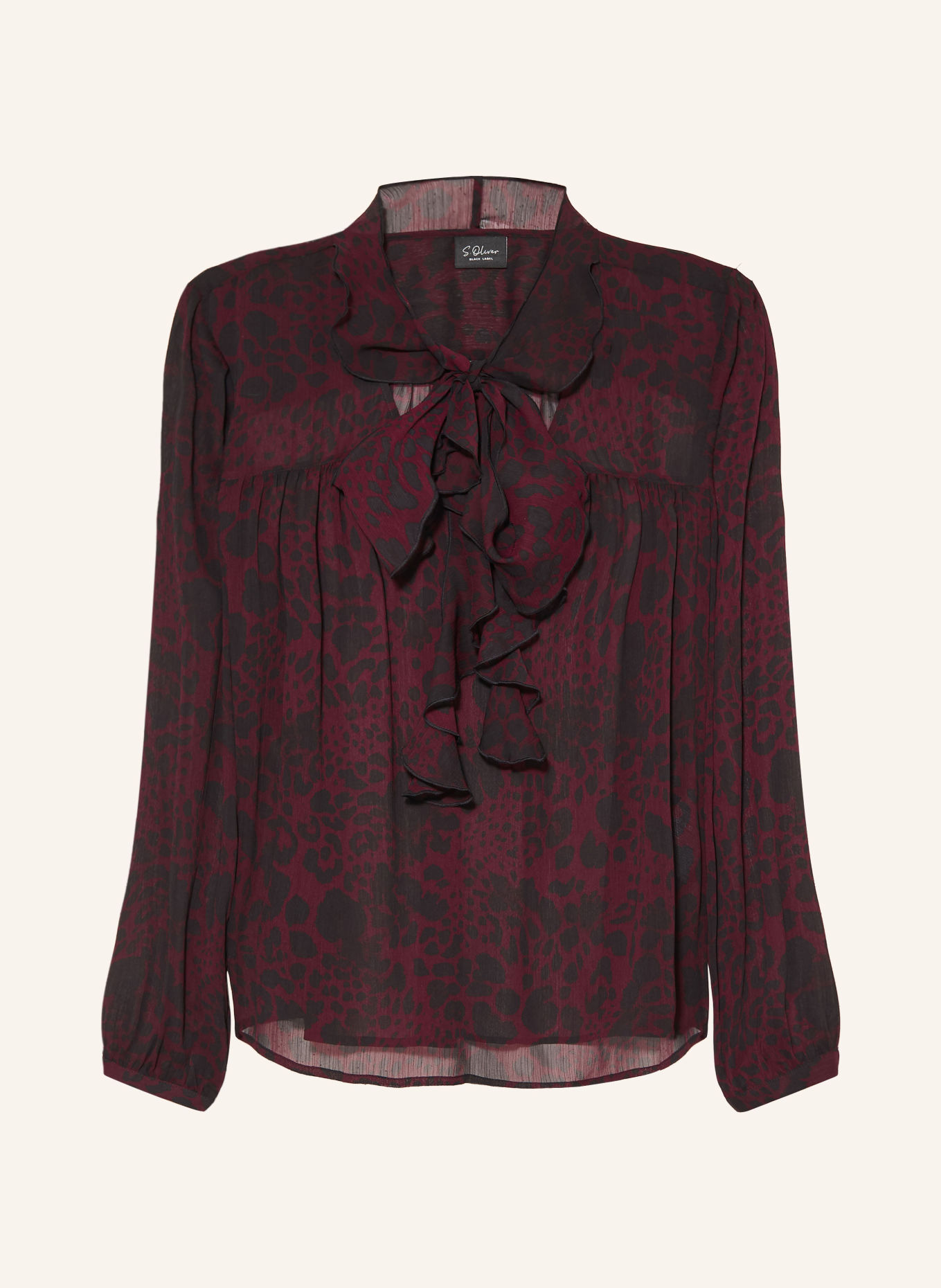 s.Oliver BLACK LABEL Blusenshirt mit Volants: DUNKELROT / SCHWARZ