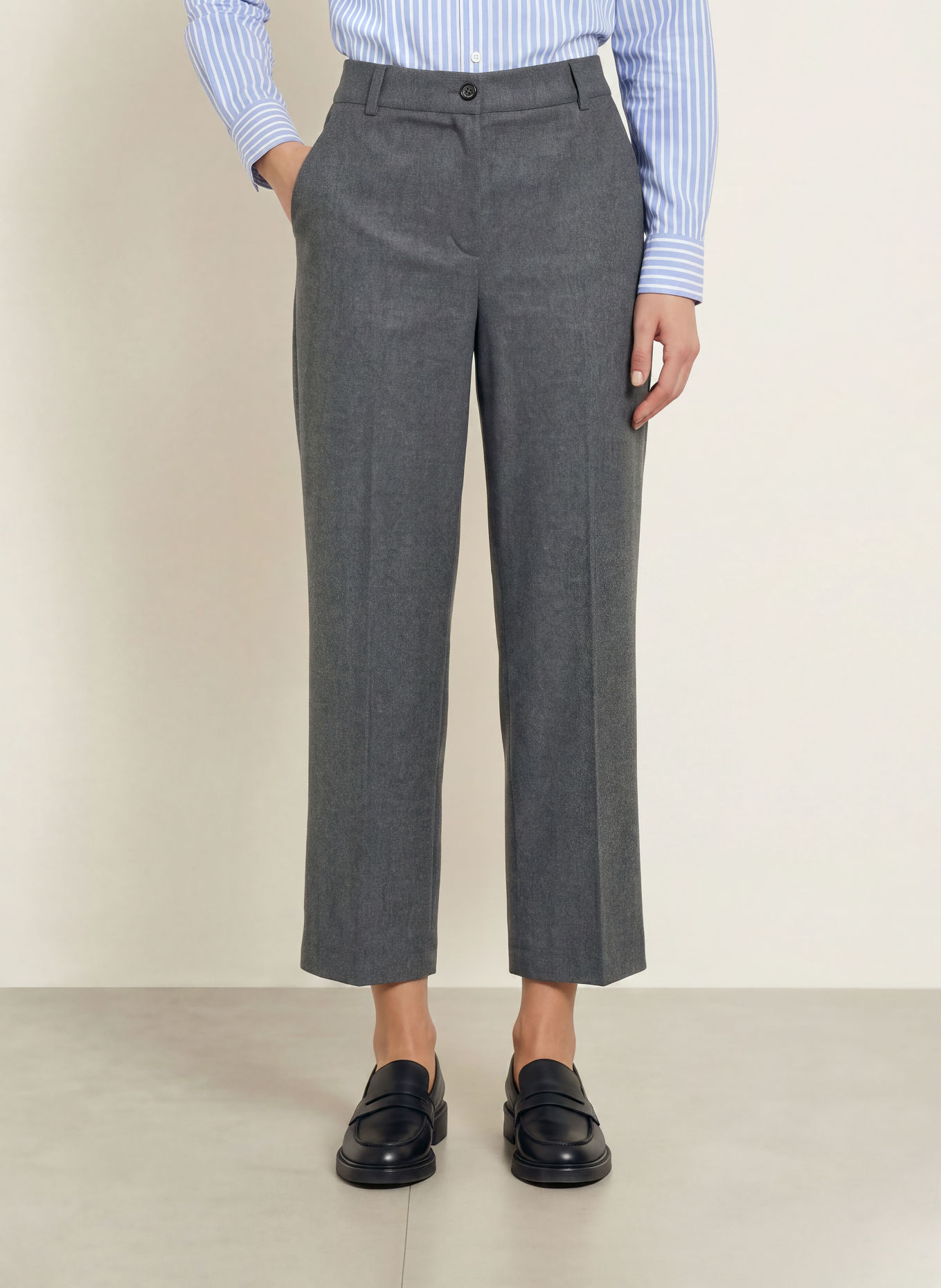pamela henson 7/8-length trousers made from flannel: GRAY