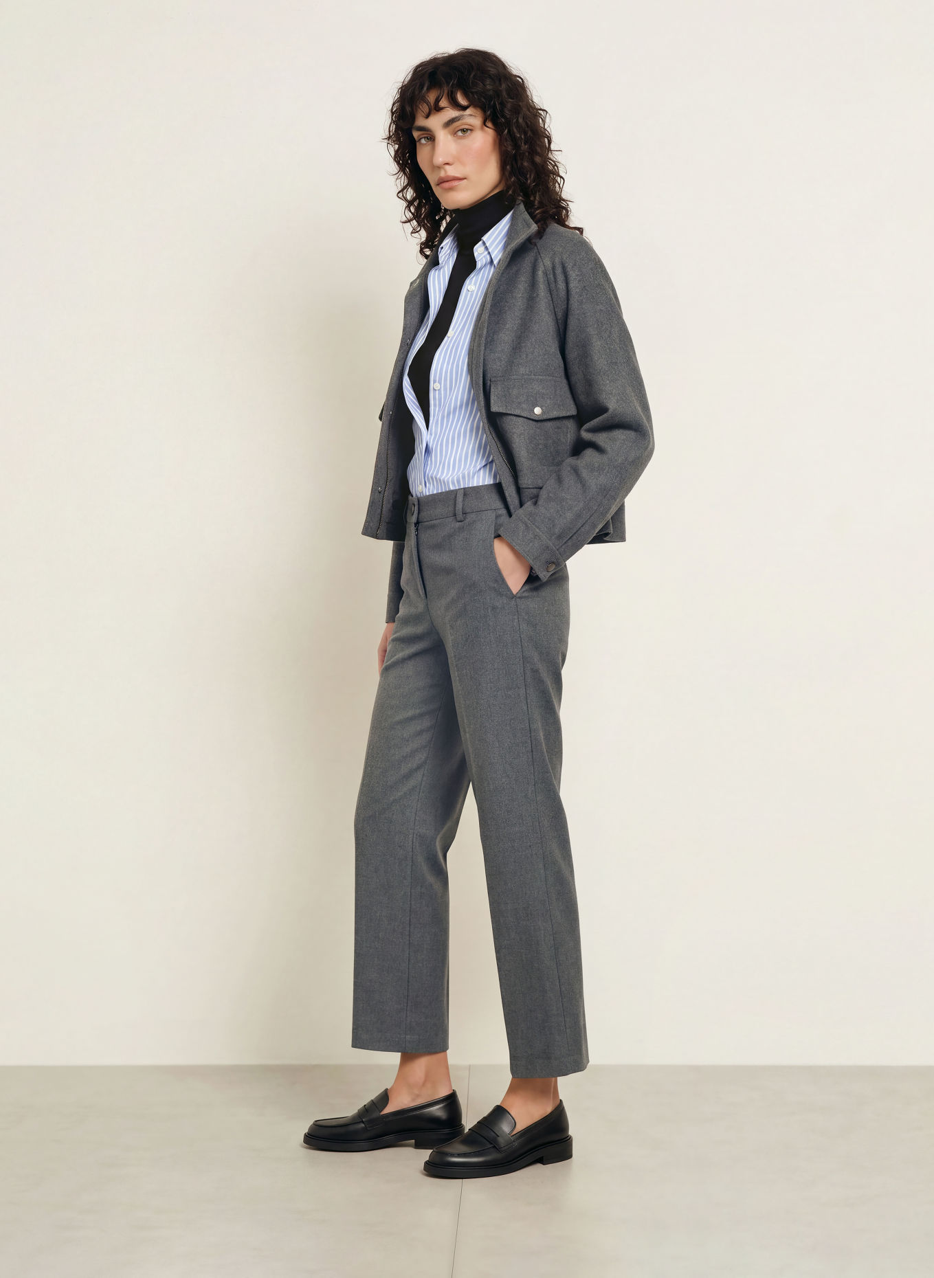 pamela henson 7/8-length trousers made from flannel: GRAY