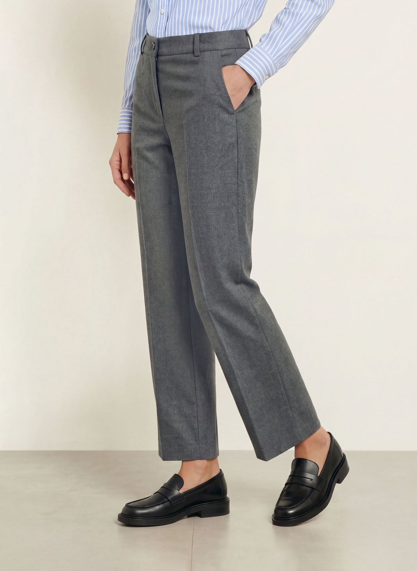 pamela henson 7/8-length trousers made from flannel: GRAY