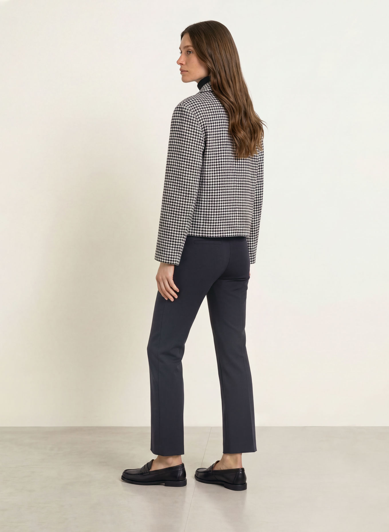pamela henson PHJOSKE Boxy Jacket: DARK BLUE / DARK BROWN / BEIGE