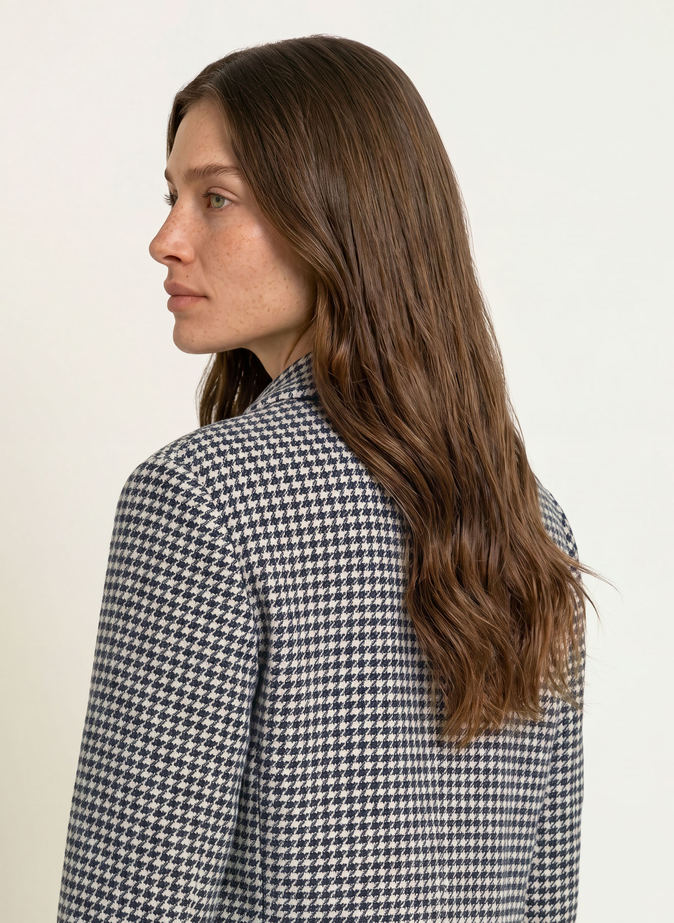pamela henson PHJOSKE Boxy Jacket: DARK BLUE / DARK BROWN / BEIGE
