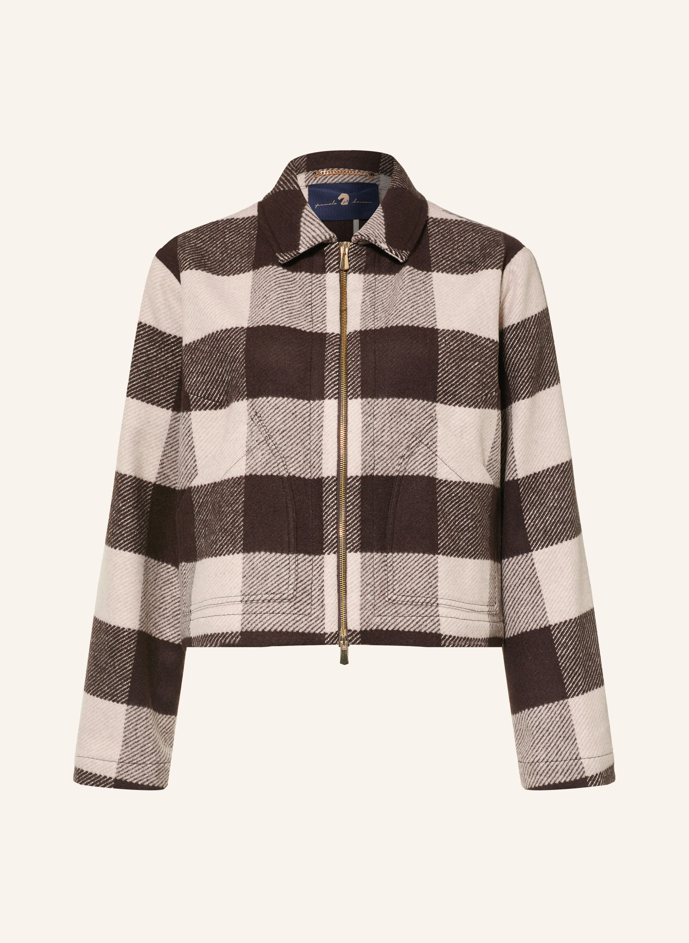 pamela henson PHIRIS Boxy Jacket: DARK BROWN / LIGHT BROWN / BEIGE