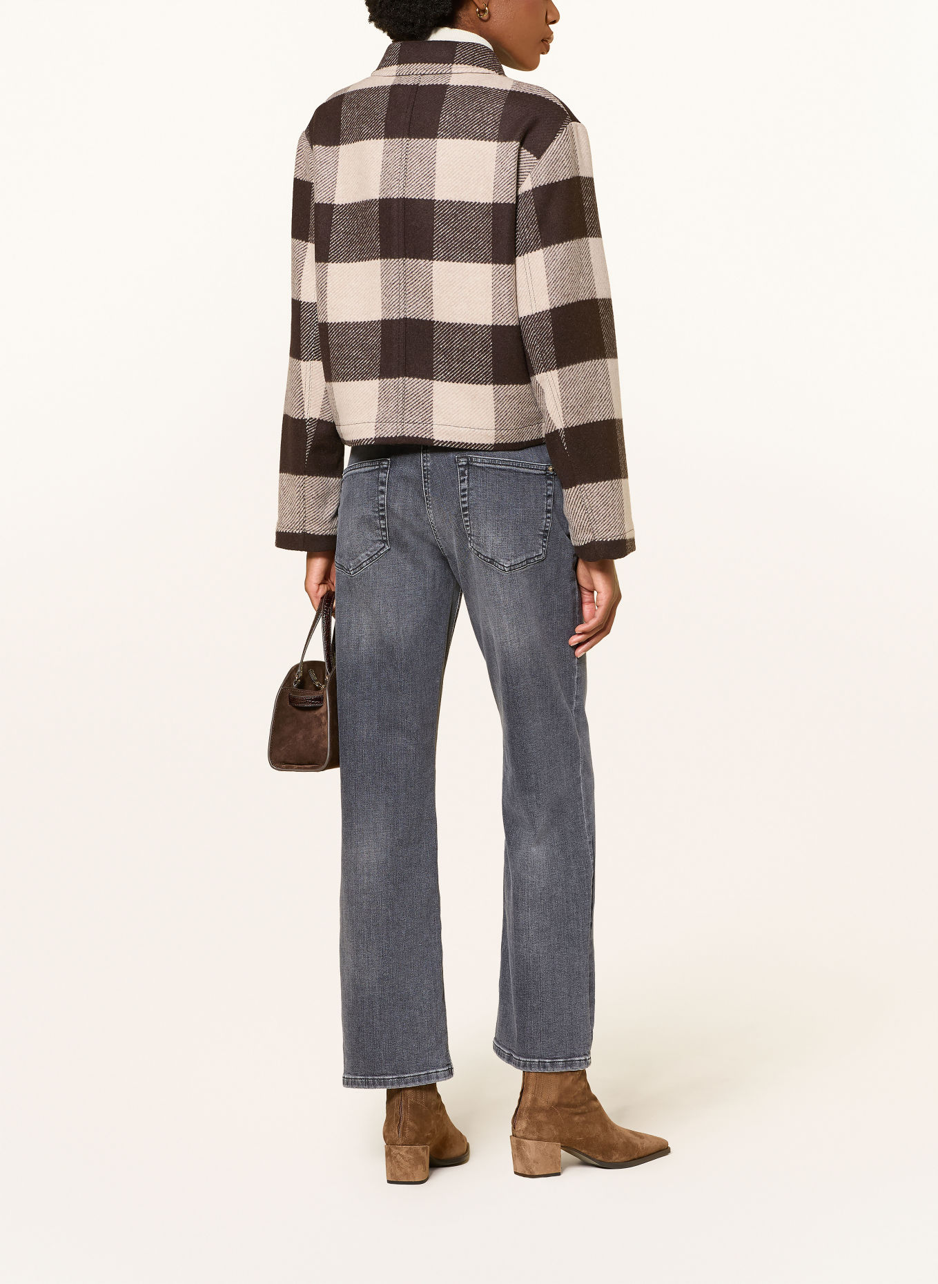 pamela henson PHIRIS Boxy Jacket: DARK BROWN / LIGHT BROWN / BEIGE