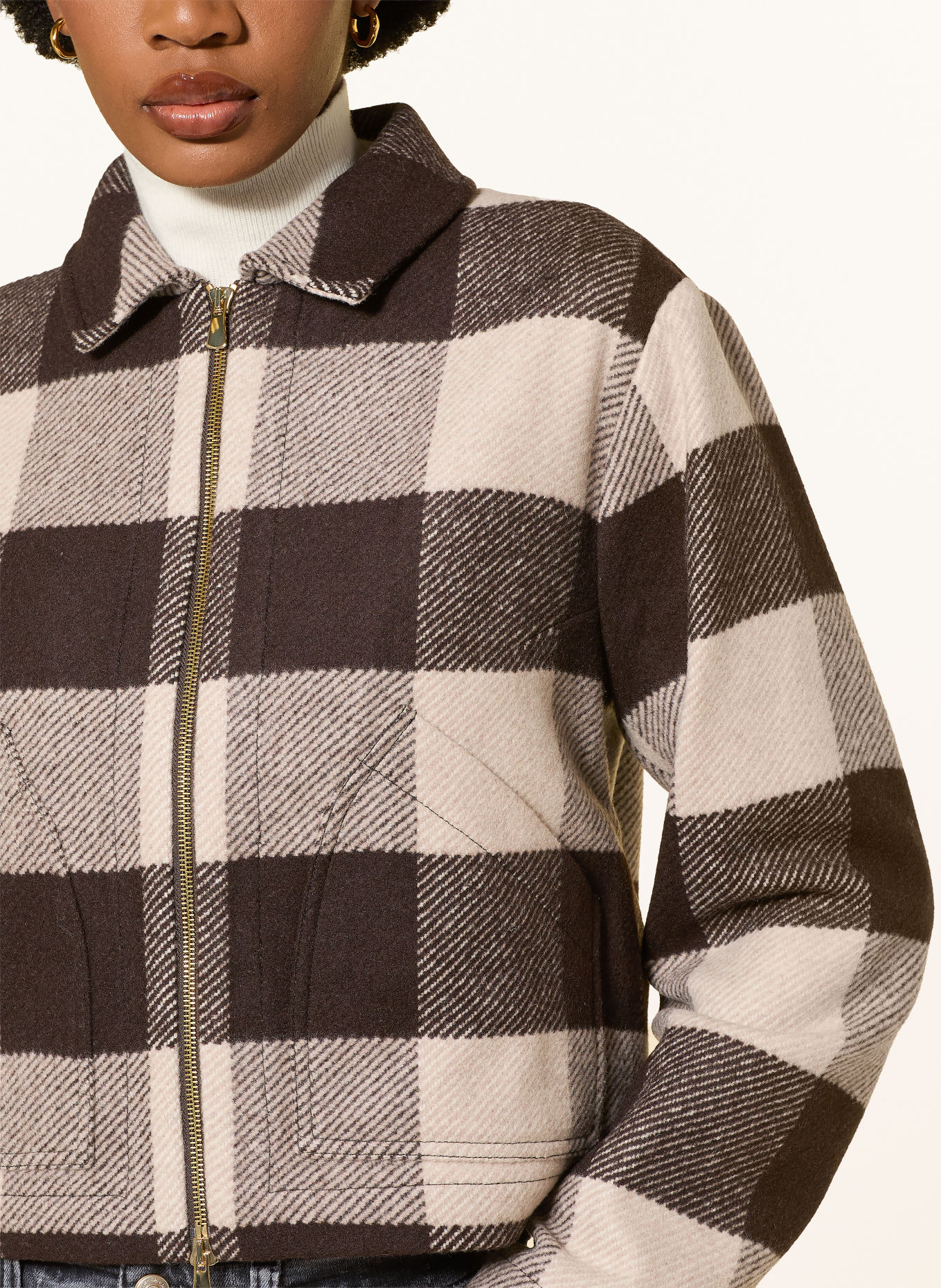 pamela henson PHIRIS Boxy Jacket: DARK BROWN / LIGHT BROWN / BEIGE