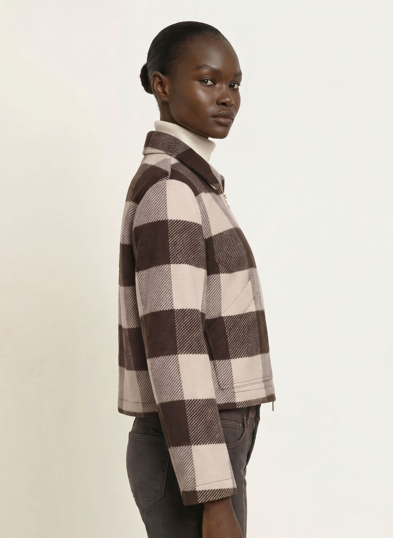 pamela henson PHIRIS Boxy Jacket: DARK BROWN / LIGHT BROWN / BEIGE