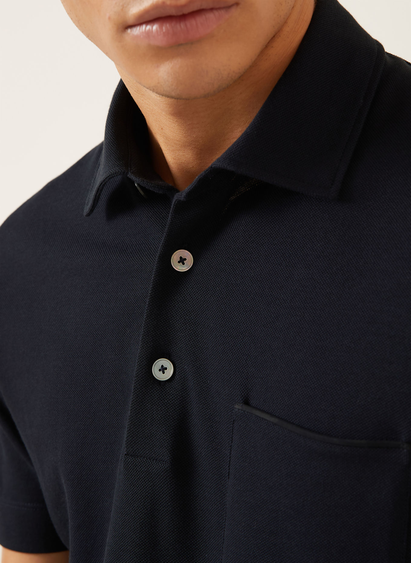 ZEGNA Polokošile z piké: TMAVĚ MODRÁ