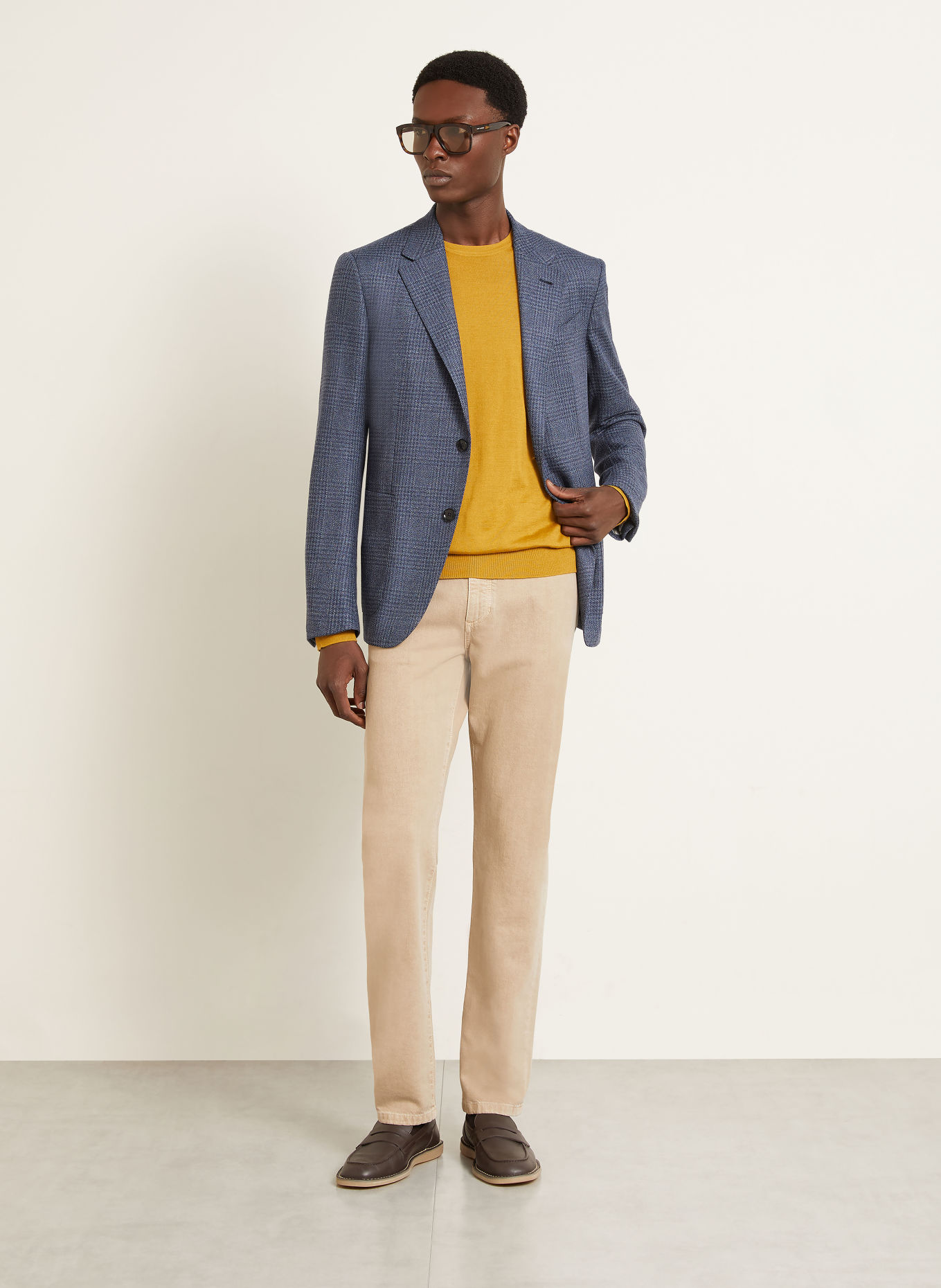 ZEGNA Sako Slim Fit: TMAVĚ MODRÁ / ČERNOŠEDÁ