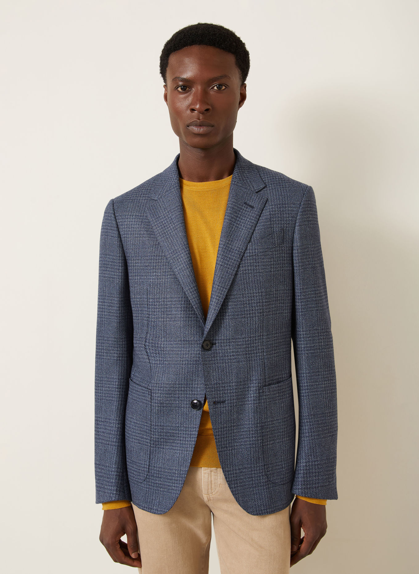 ZEGNA Sako Slim Fit: TMAVĚ MODRÁ / ČERNOŠEDÁ