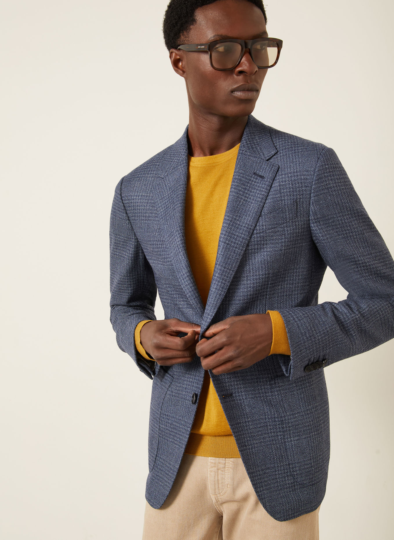 ZEGNA Sako Slim Fit: TMAVĚ MODRÁ / ČERNOŠEDÁ