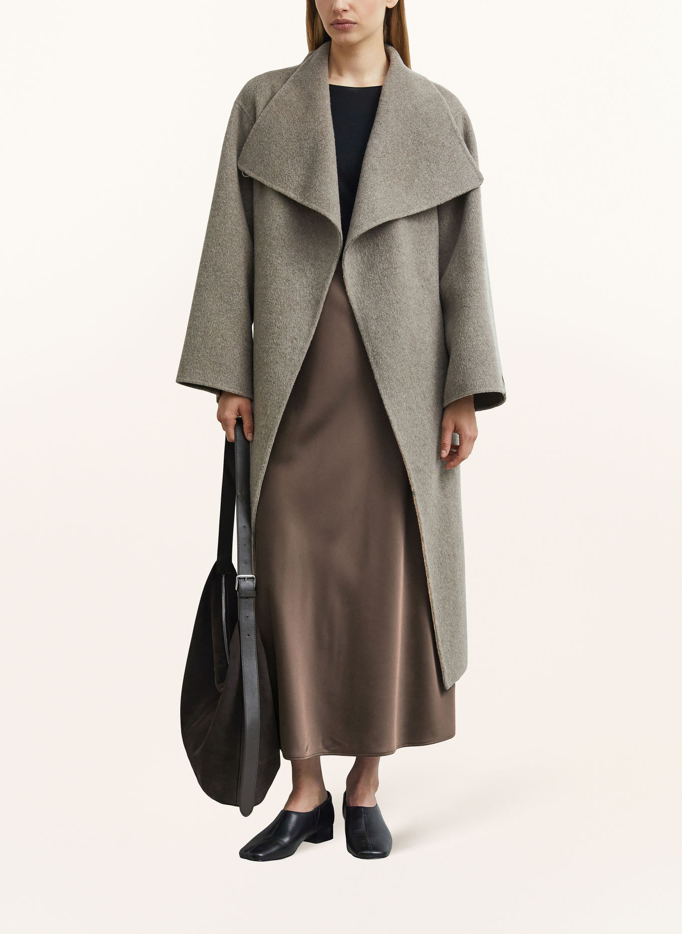 COMMA Satin skirt: DARK BROWN