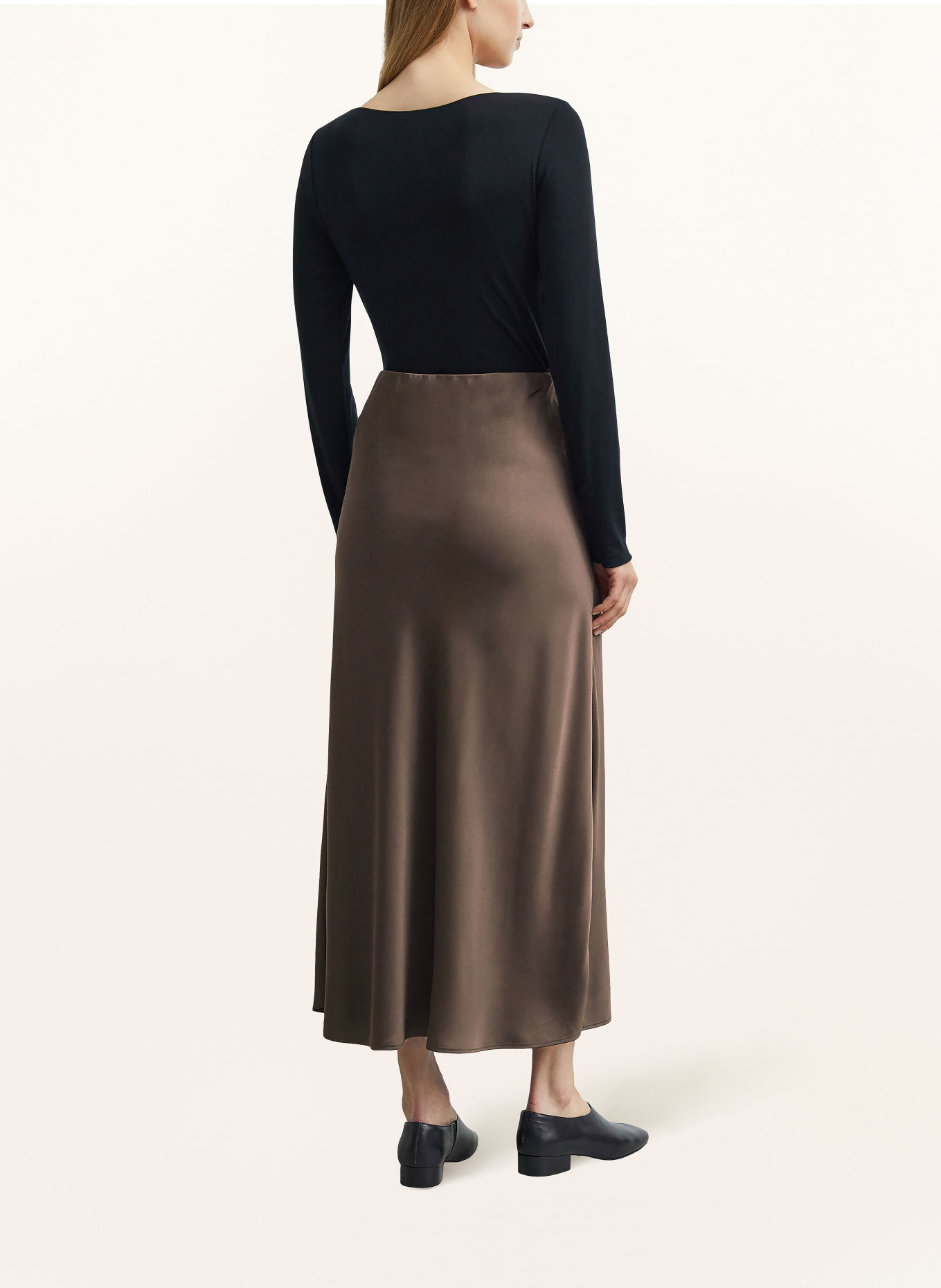 COMMA Satin skirt: DARK BROWN