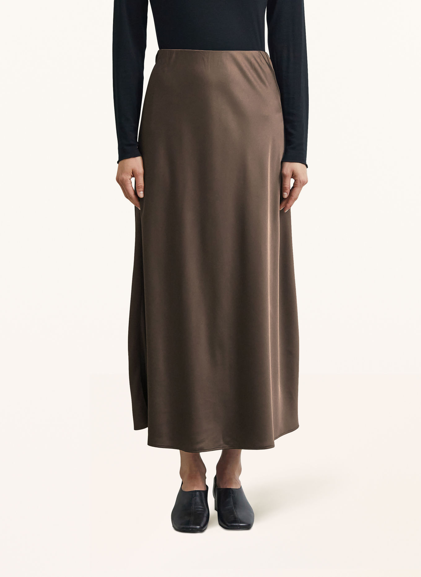 COMMA Satin skirt: DARK BROWN