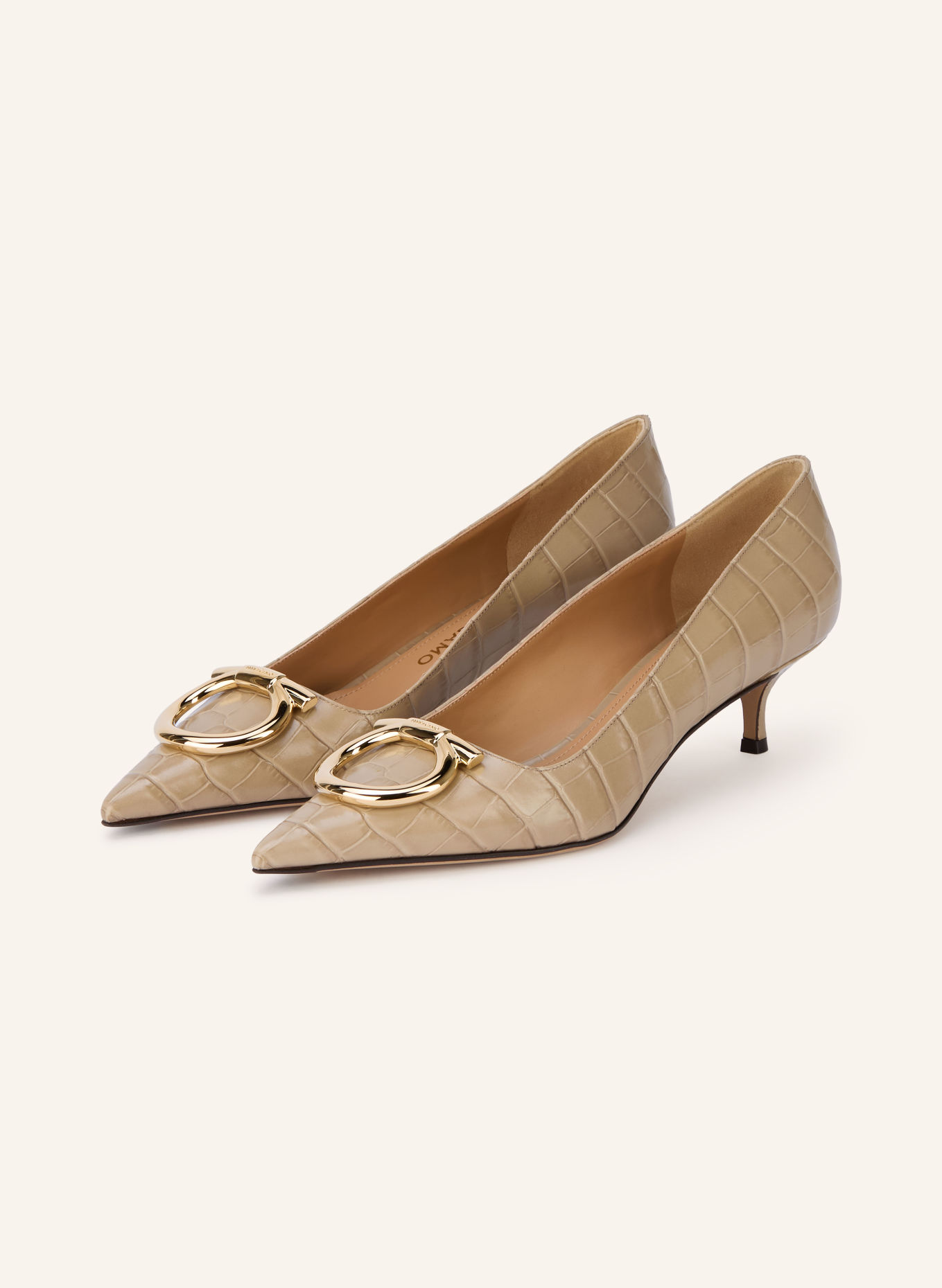 FERRAGAMO Pumps LARA: BEIGE / GOLD