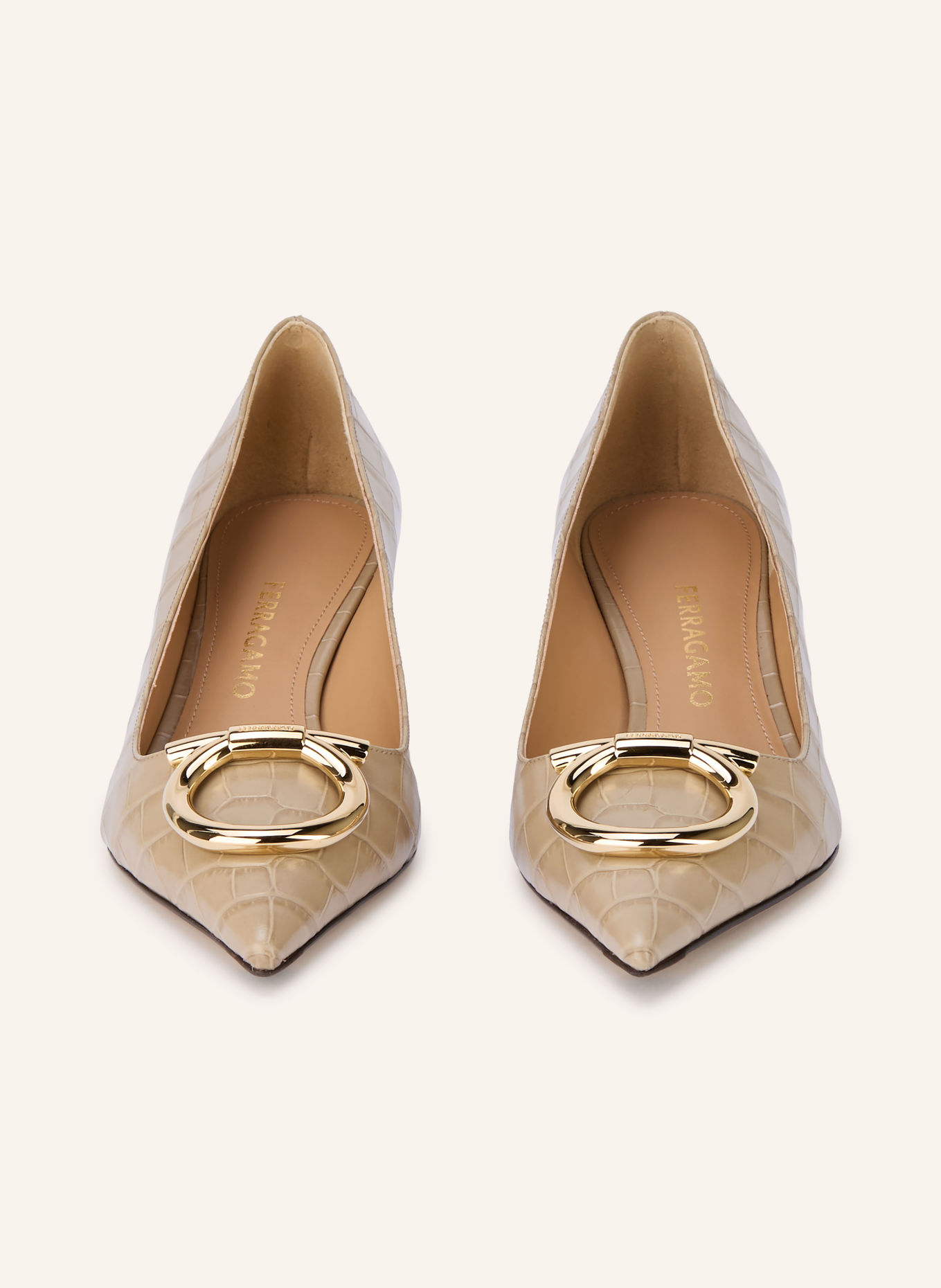FERRAGAMO Pumps LARA: BEIGE / GOLD