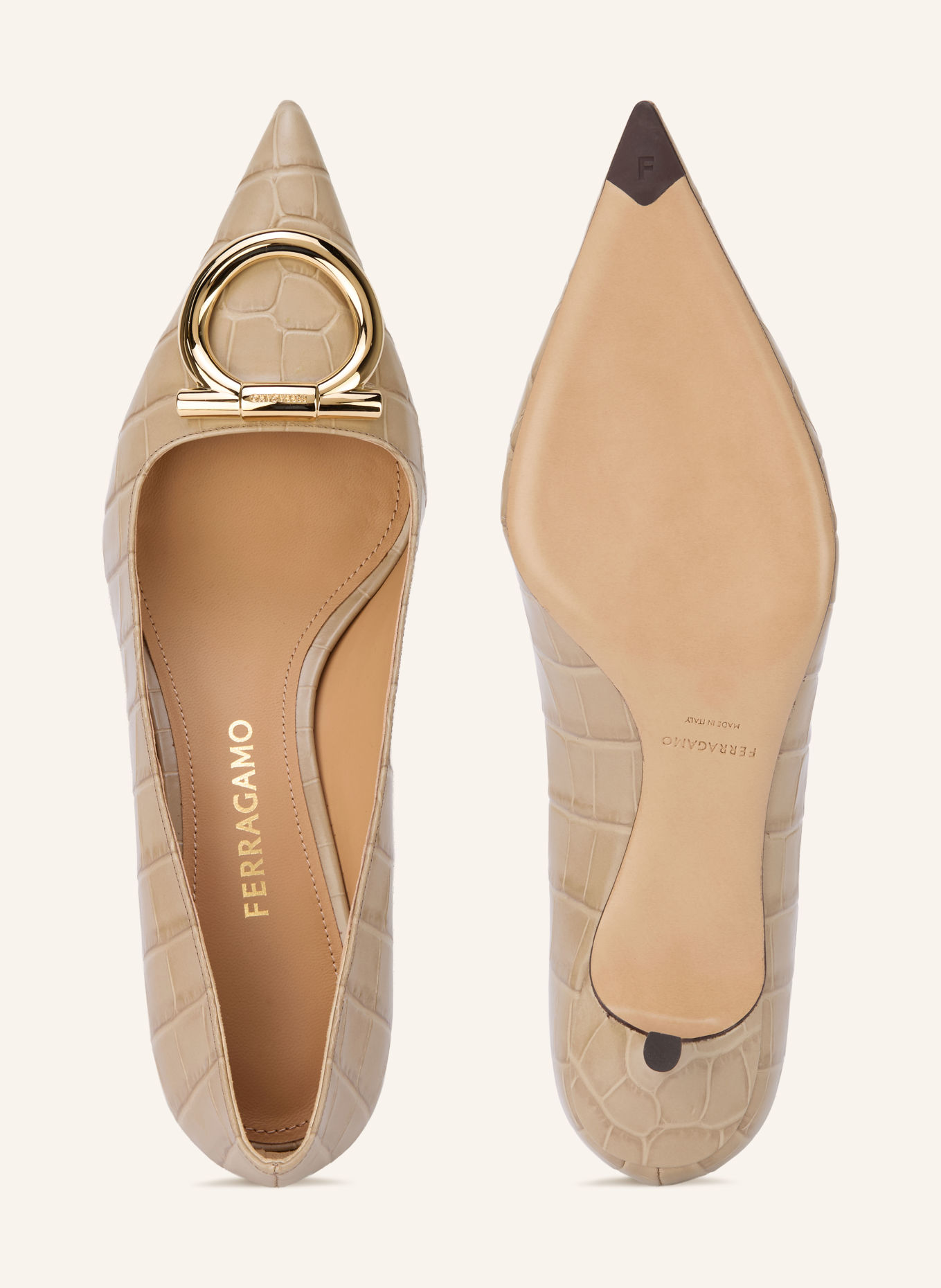 FERRAGAMO Pumps LARA: BEIGE / GOLD
