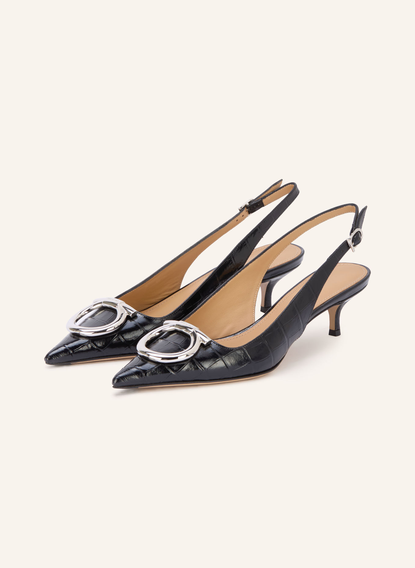 FERRAGAMO Slingbacks SARA: ZWART / GOUD