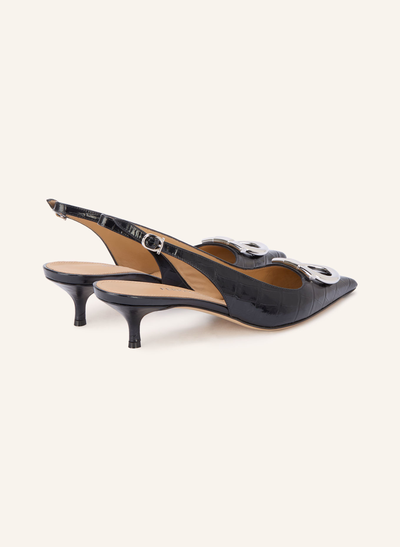 FERRAGAMO Slingbacks SARA: ZWART / GOUD