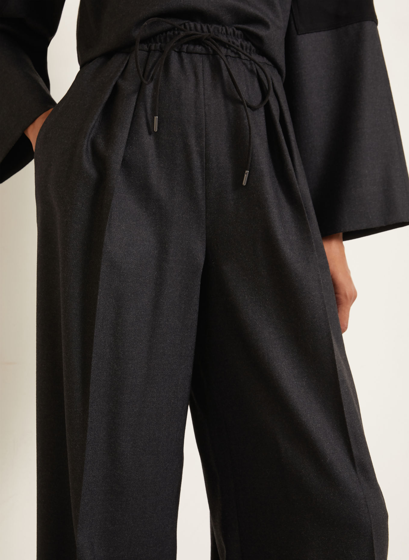Max Mara VETRINO Flannel Wide-leg Trousers: DARK GRAY