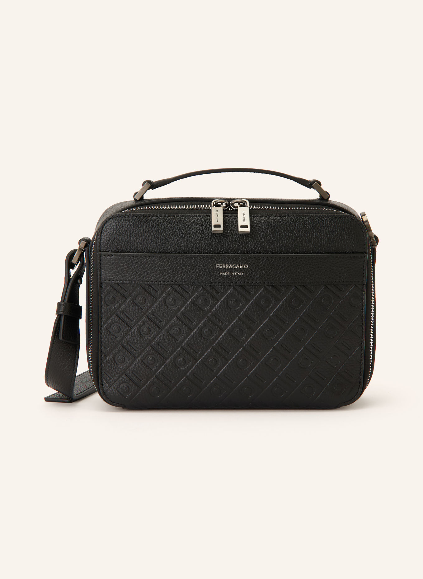 FERRAGAMO Umhängetasche: SCHWARZ / SILBER