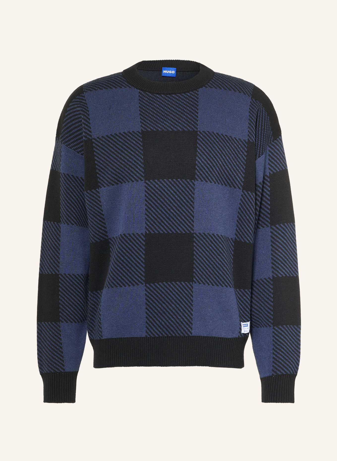 HUGO Trui STUVEE: ZWART / DONKERBLAUW