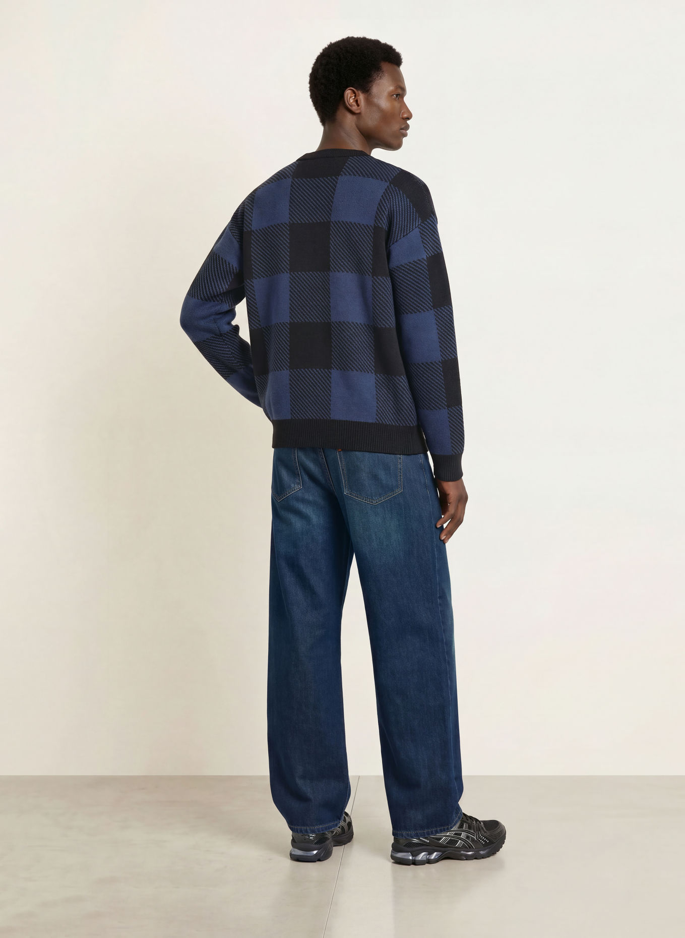 HUGO Trui STUVEE: ZWART / DONKERBLAUW