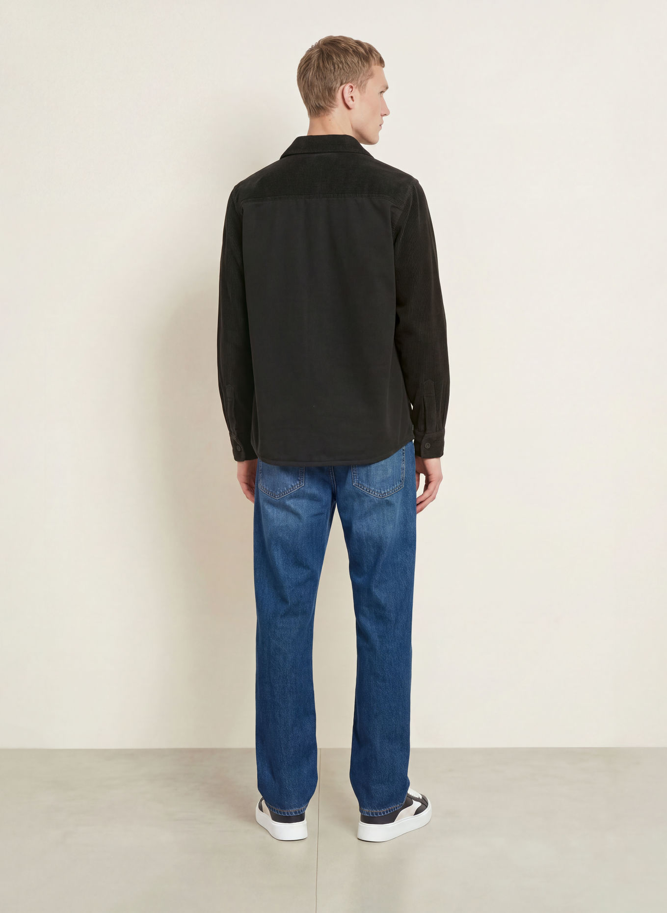 HUGO EBRIN Regular Fit Corduroy Shirt in a blend of materials: BLACK / BLUE