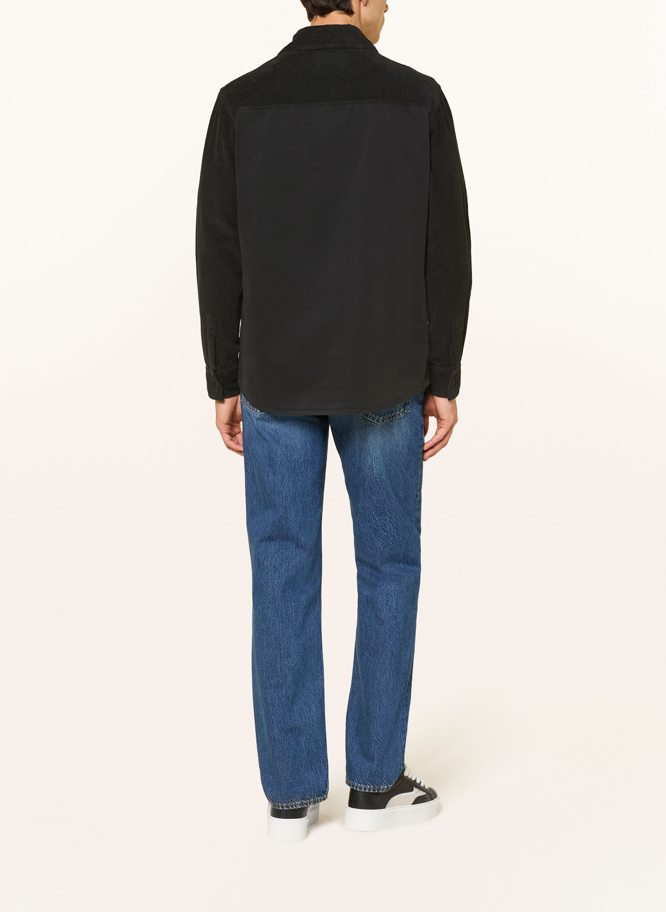 HUGO EBRIN Regular Fit Corduroy Shirt in a blend of materials: BLACK / BLUE