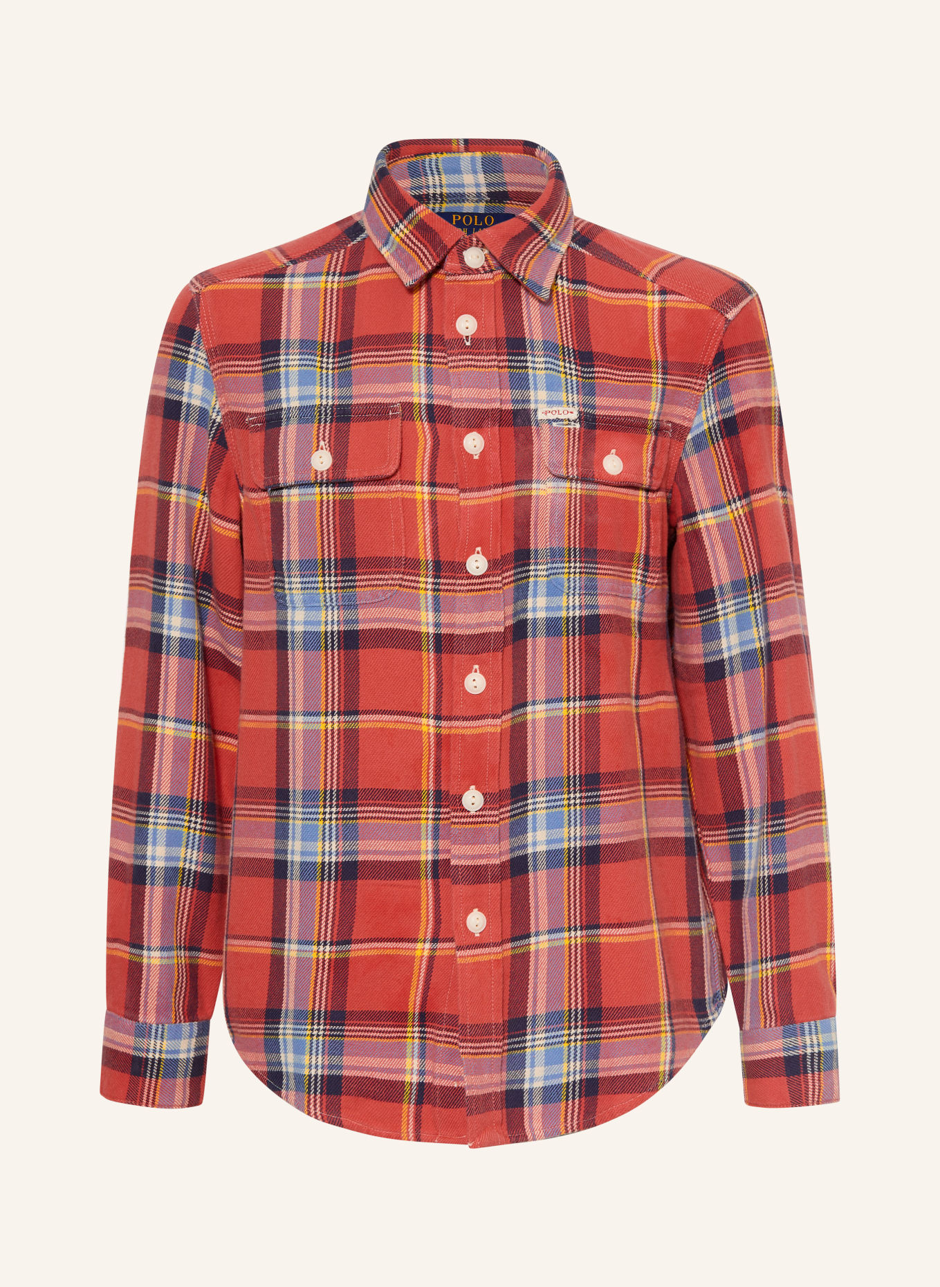 POLO RALPH LAUREN Flanellskjorte: RØD / BLÅ / HVID