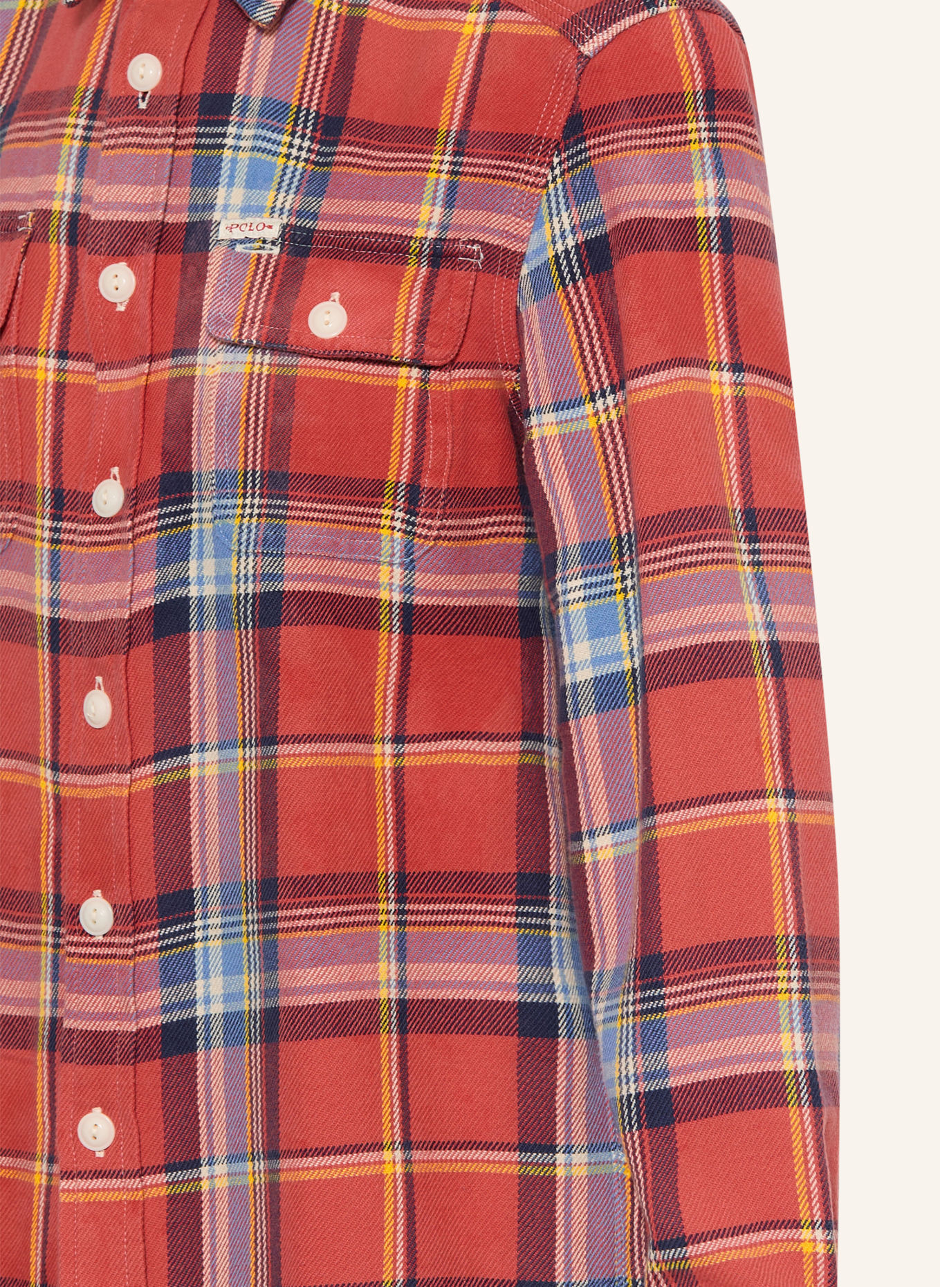 POLO RALPH LAUREN Flanellskjorte: RØD / BLÅ / HVID