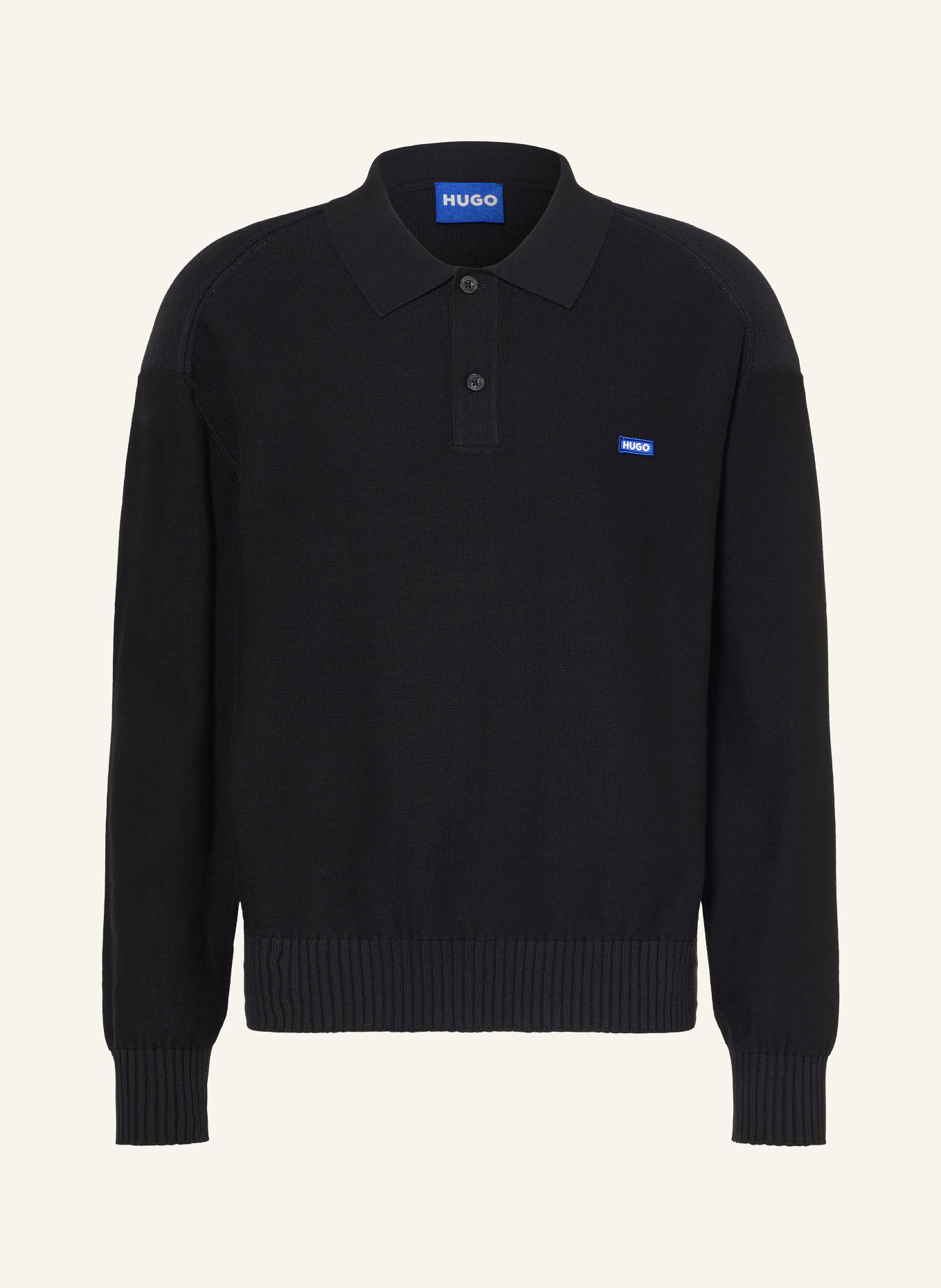 HUGO Strick-Poloshirt SAN PETTY Oversized Fit: SCHWARZ