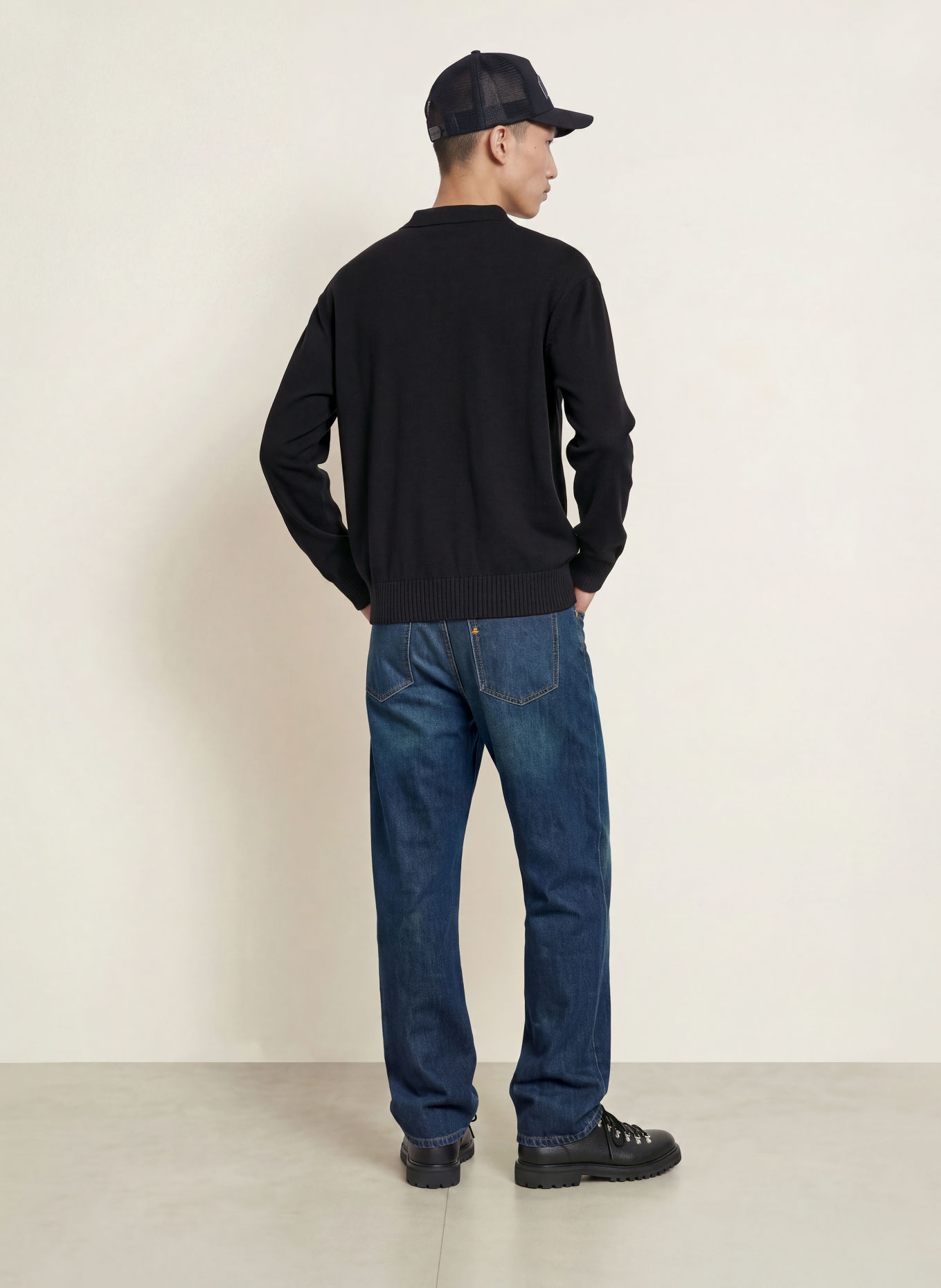 HUGO Strick-Poloshirt SAN PETTY Oversized Fit: SCHWARZ