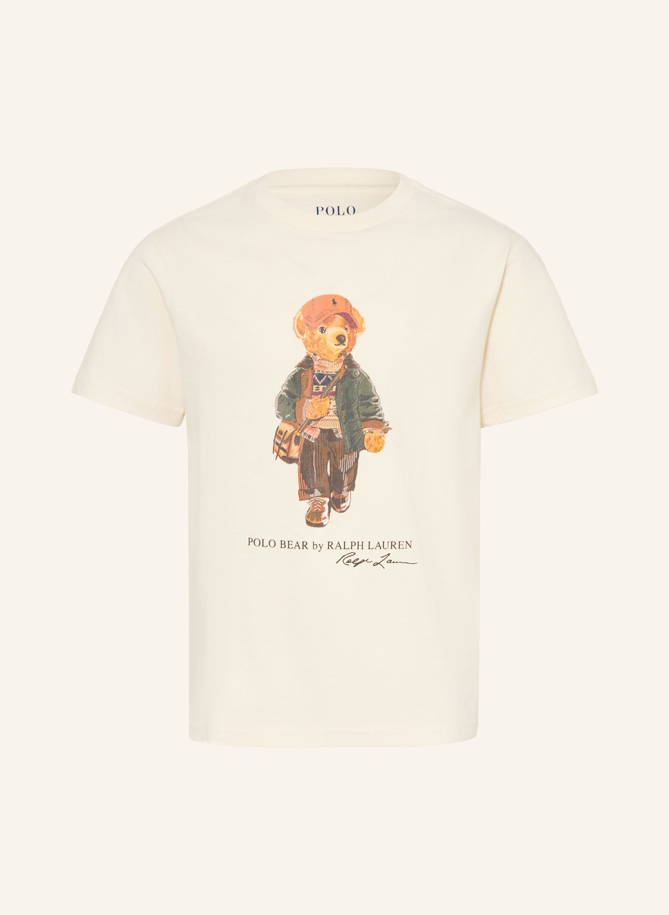 POLO RALPH LAUREN T-shirt: CREME / LYSEBRUN / MØRKEGRØN