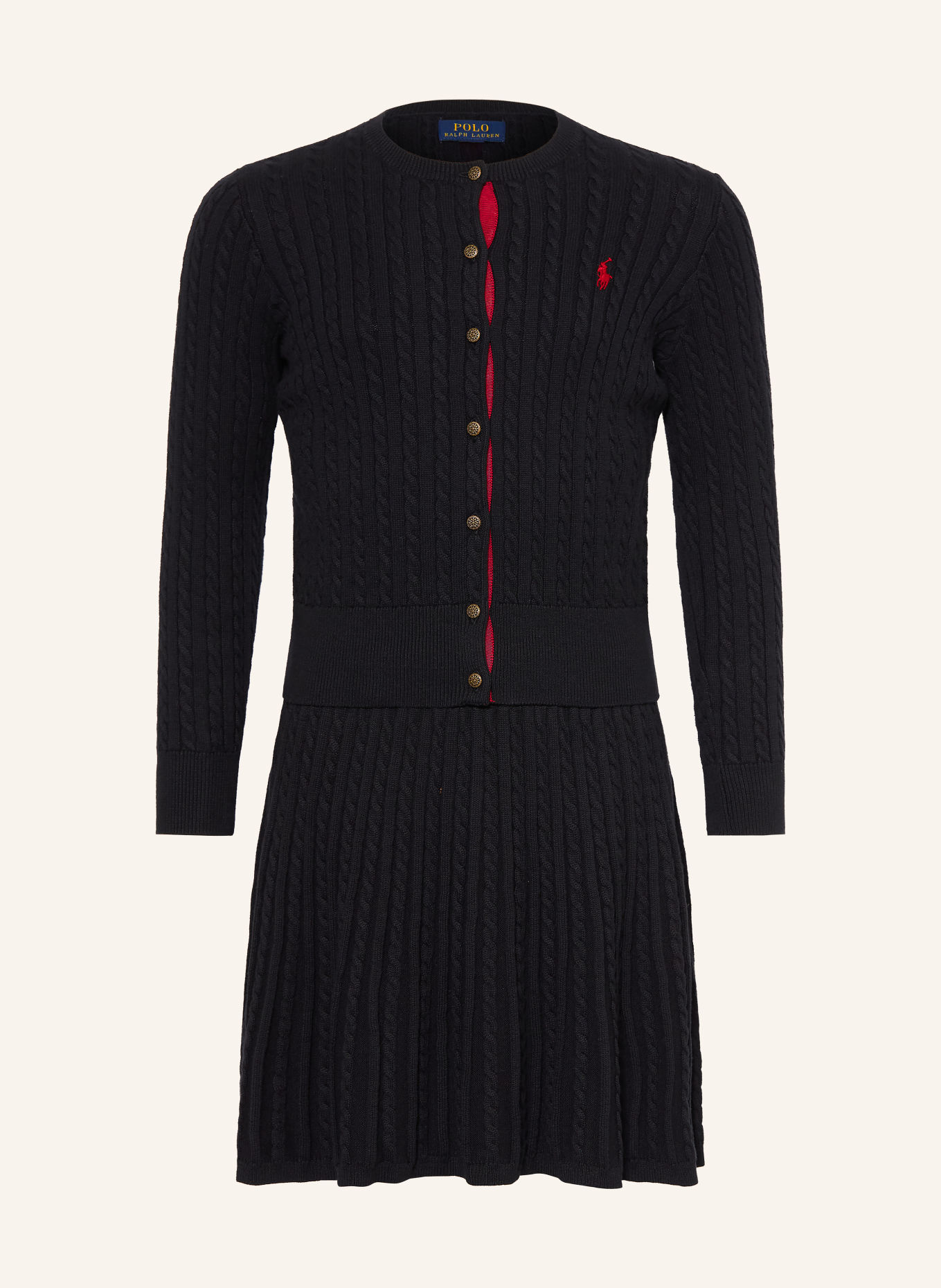 POLO RALPH LAUREN Set: cardigan și fustă din tricot: NEGRU