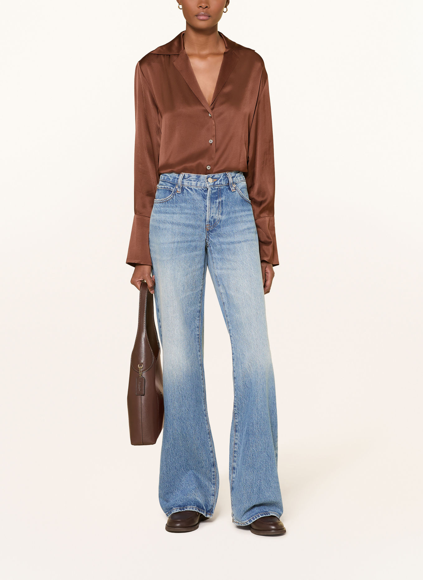 ottod'ame Satin Blouse: BROWN