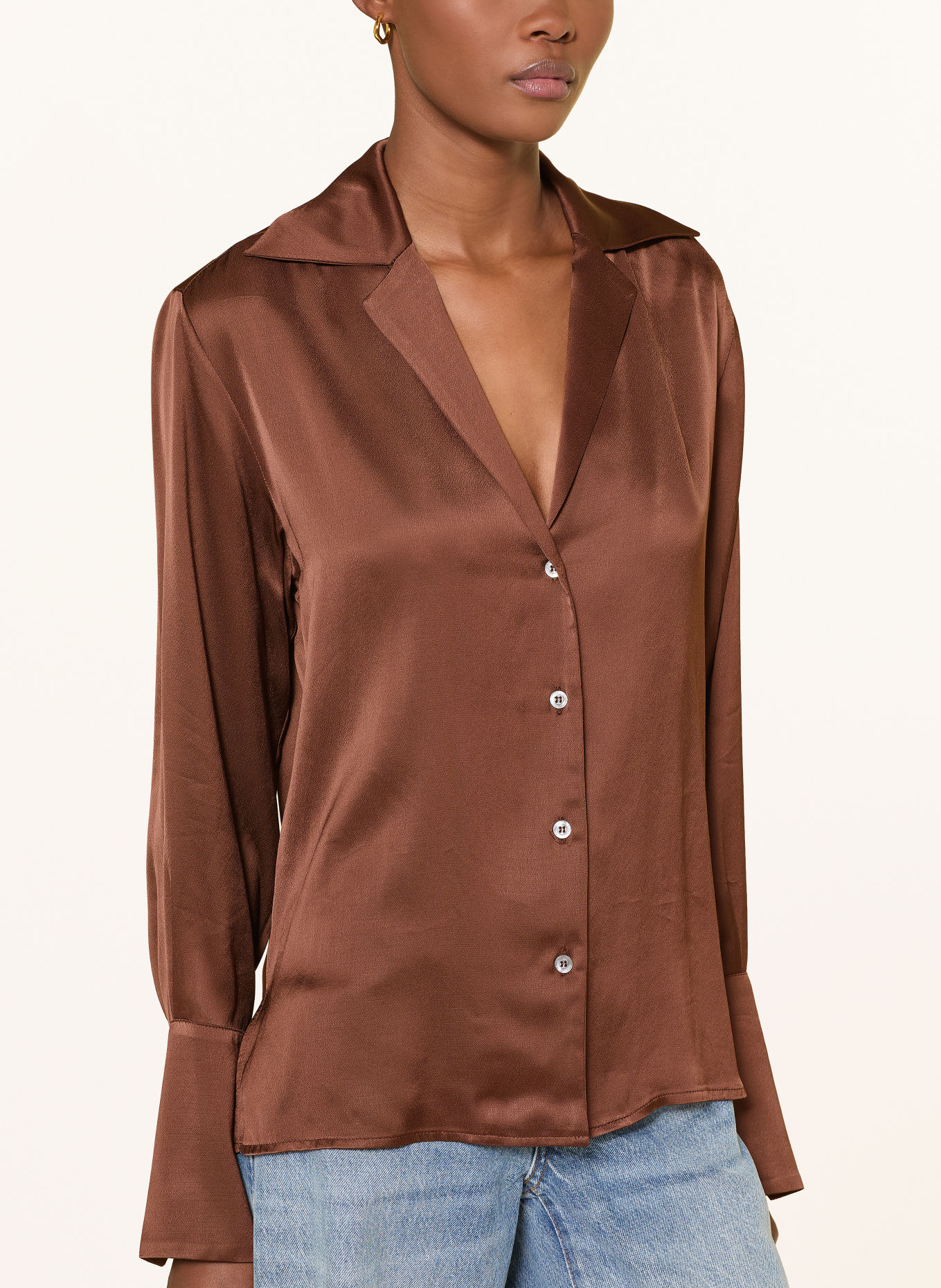 ottod'ame Satin Blouse: BROWN