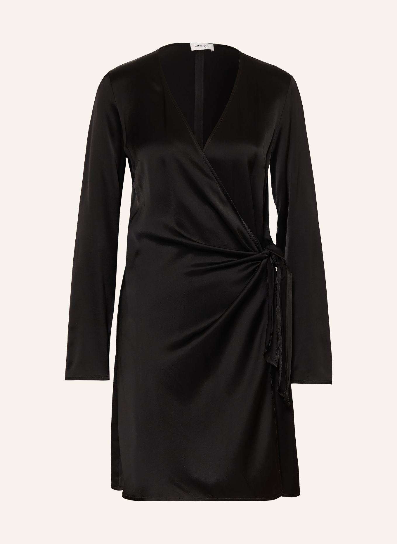 ottod'ame Wrap-kjole i satin: SORT