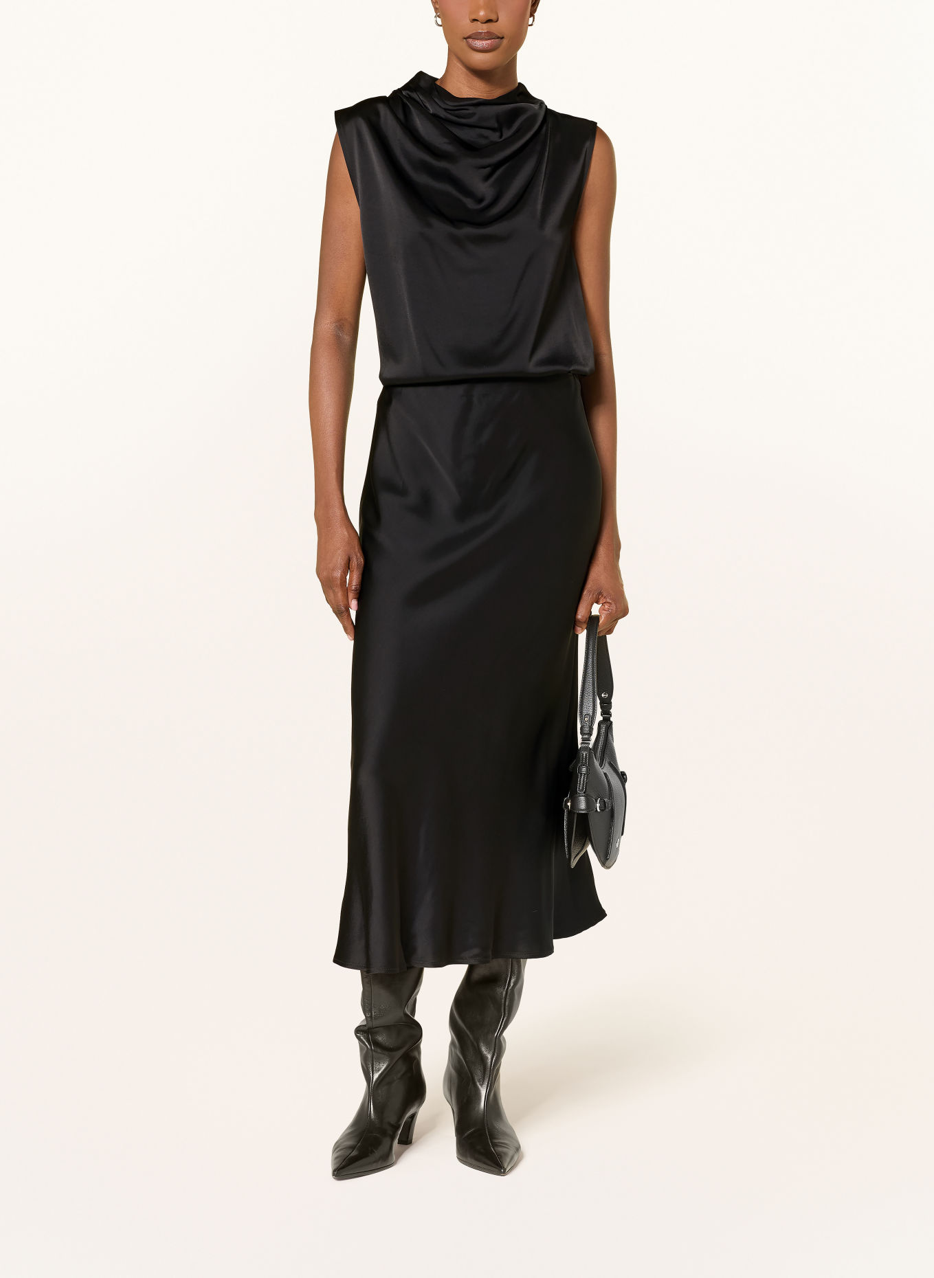 ottod'ame Blusentop aus Satin: SCHWARZ