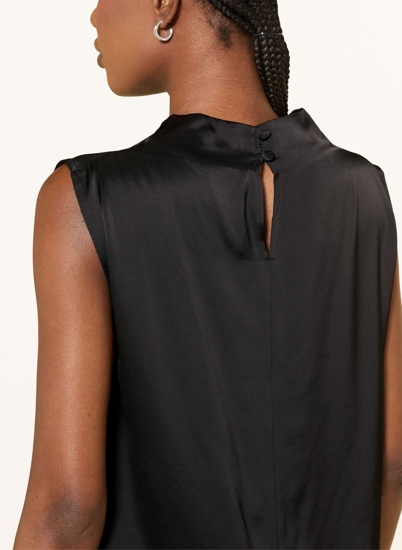 ottod'ame Blusentop aus Satin: SCHWARZ