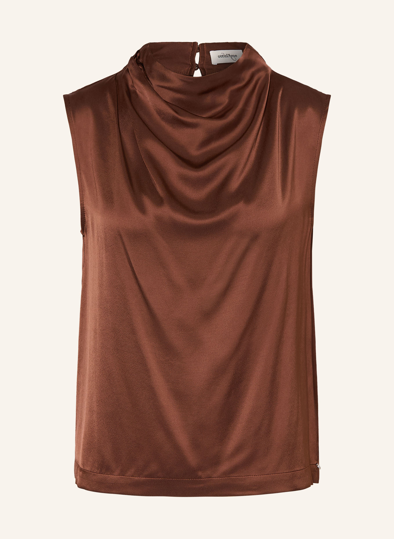 ottod'ame Blusentop aus Satin: BRAUN