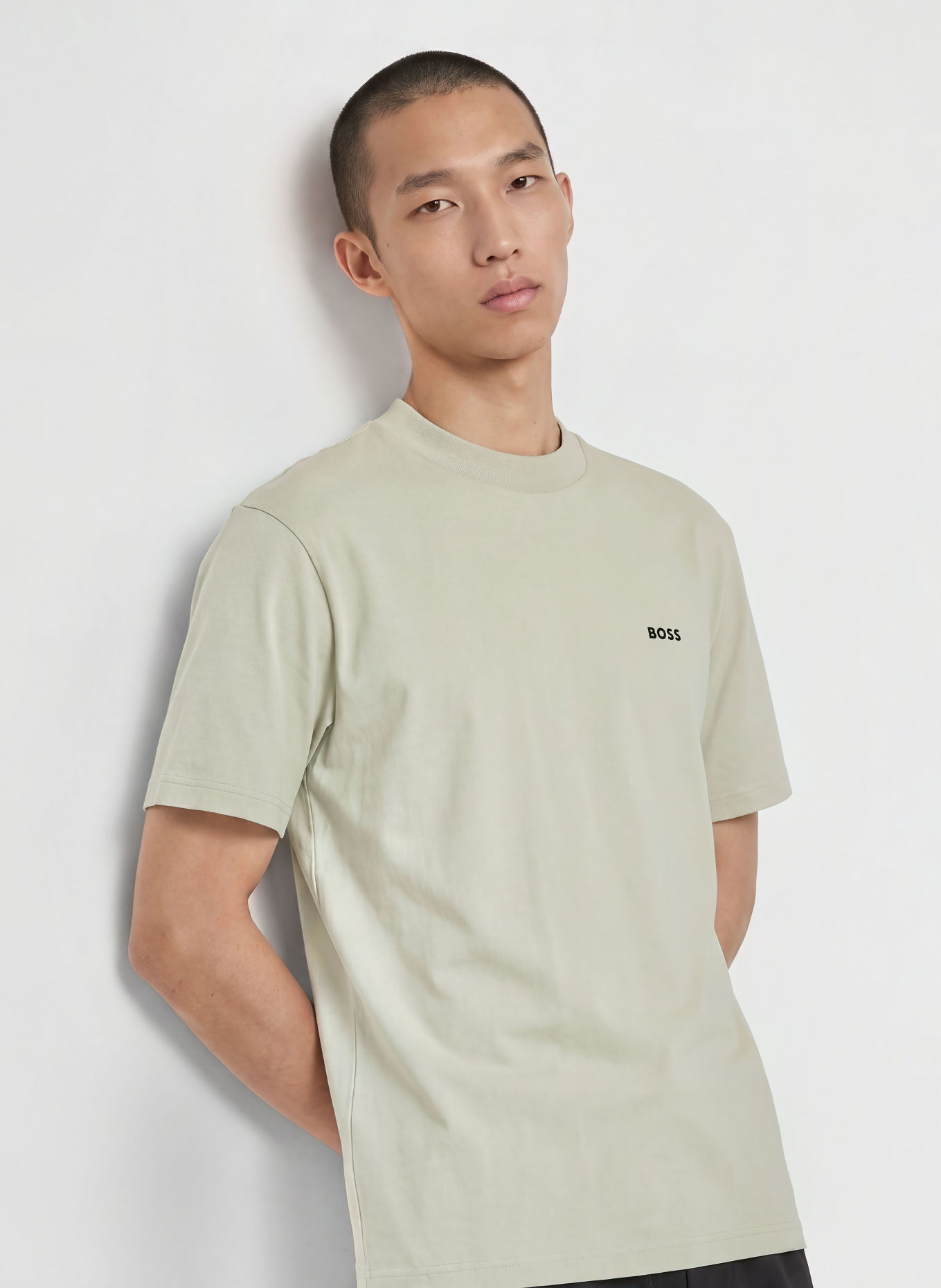 BOSS Tricou NETWORK: BEJ / NEGRU