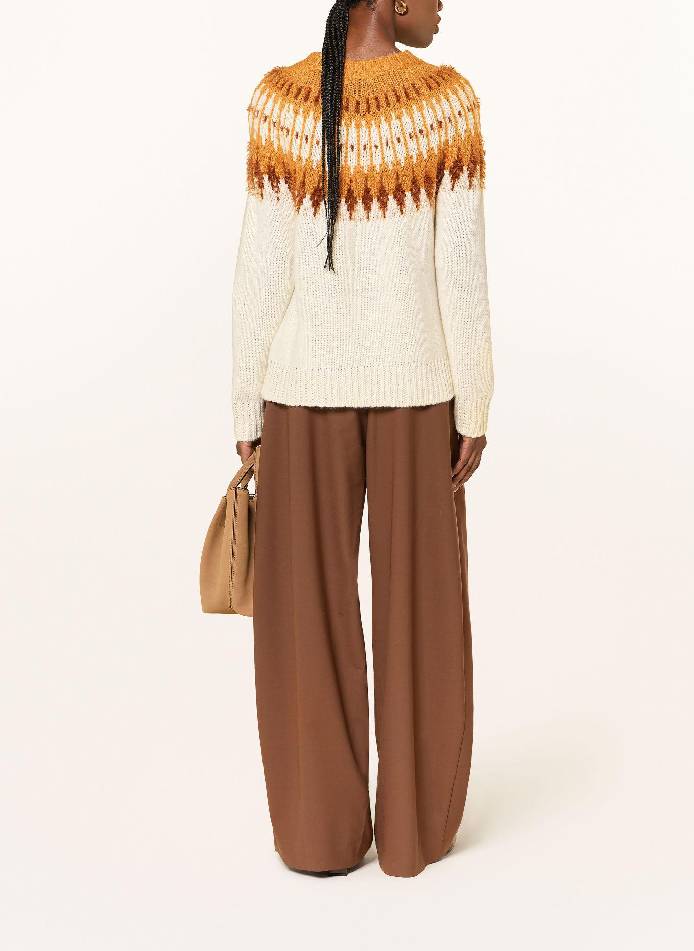 ottod'ame Sweater with glitter yarn: CREAM / CAMEL / COGNAC